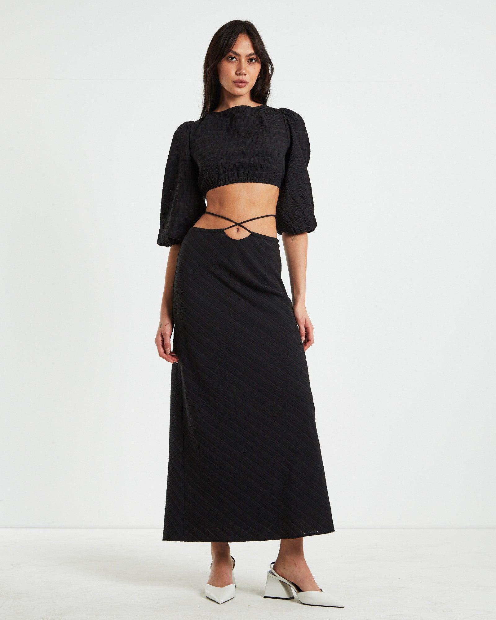 Poppy Tie Back Top in Black