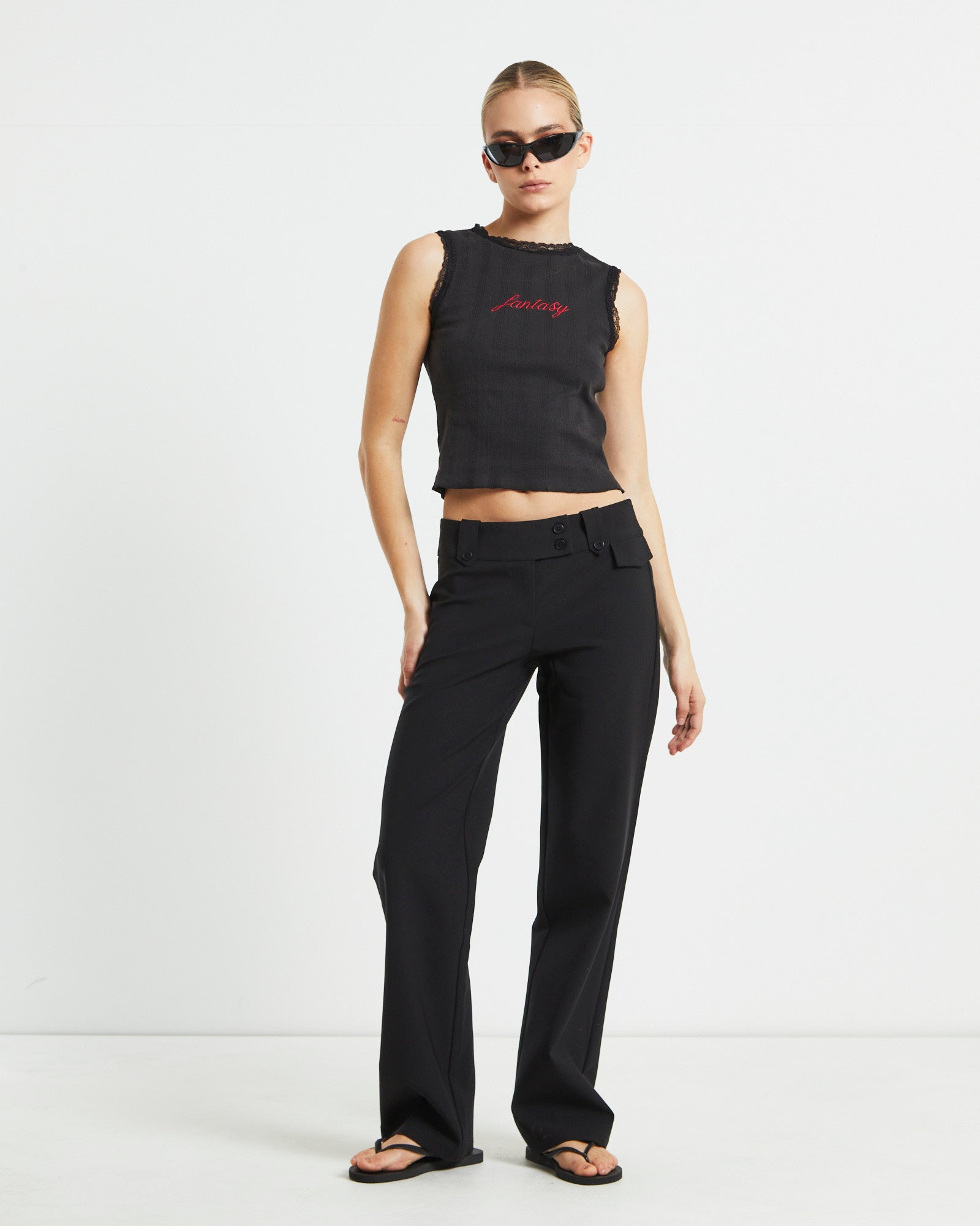 Fantasy Pointelle Tank Top in Black