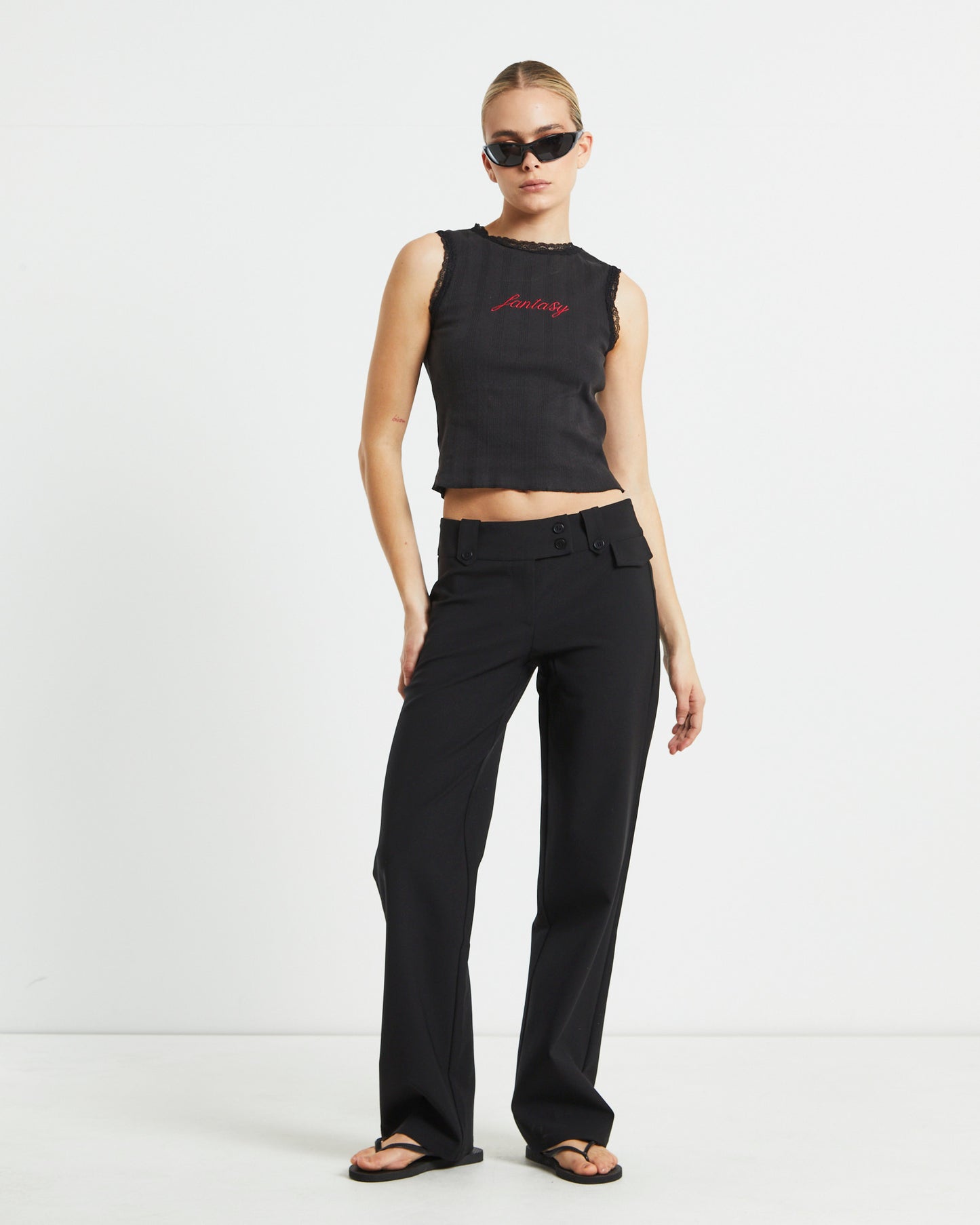 Fantasy Pointelle Tank Top in Black