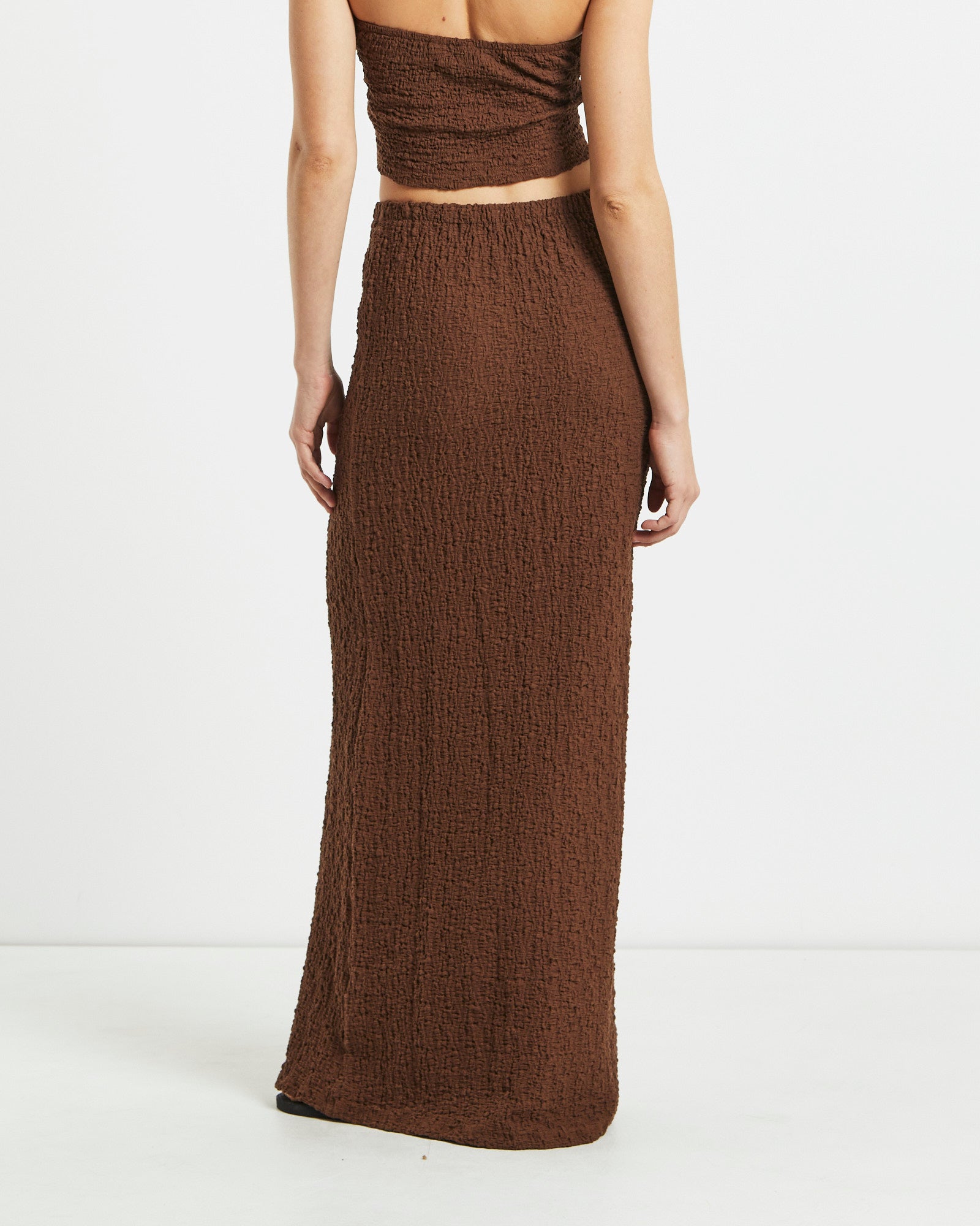 Skyla Textured Maxi Skirt BROWN