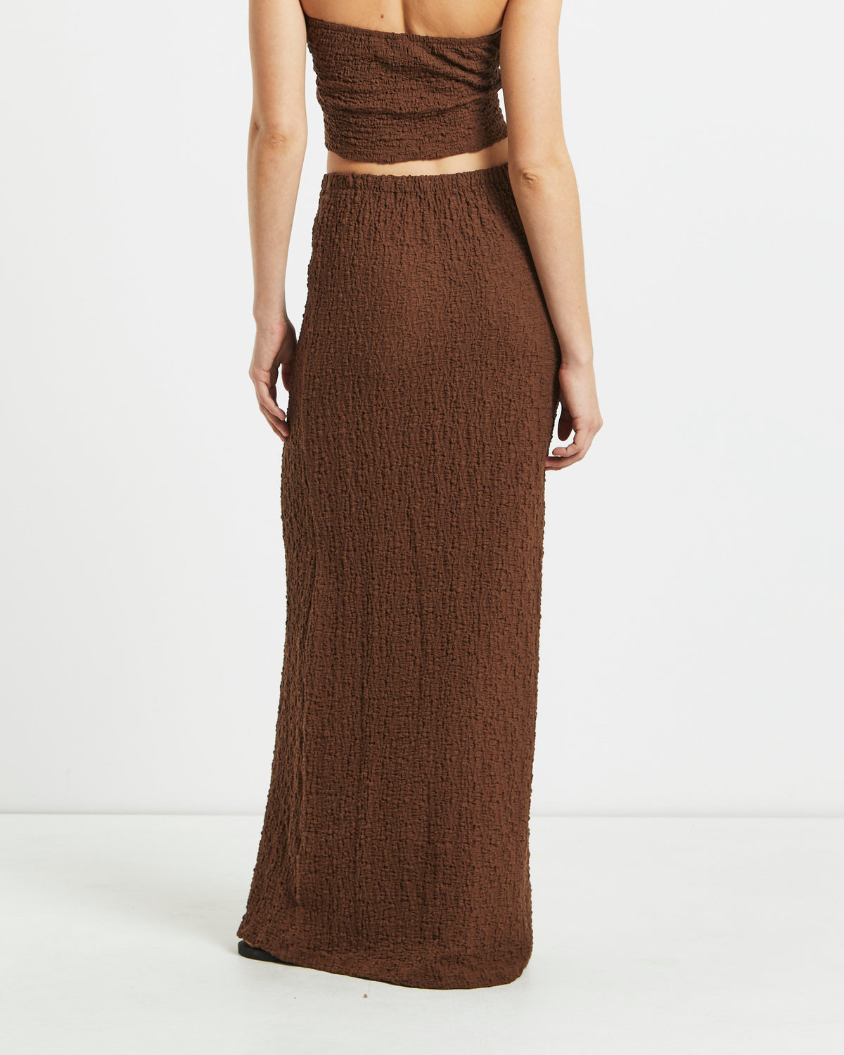 Skyla Textured Maxi Skirt BROWN