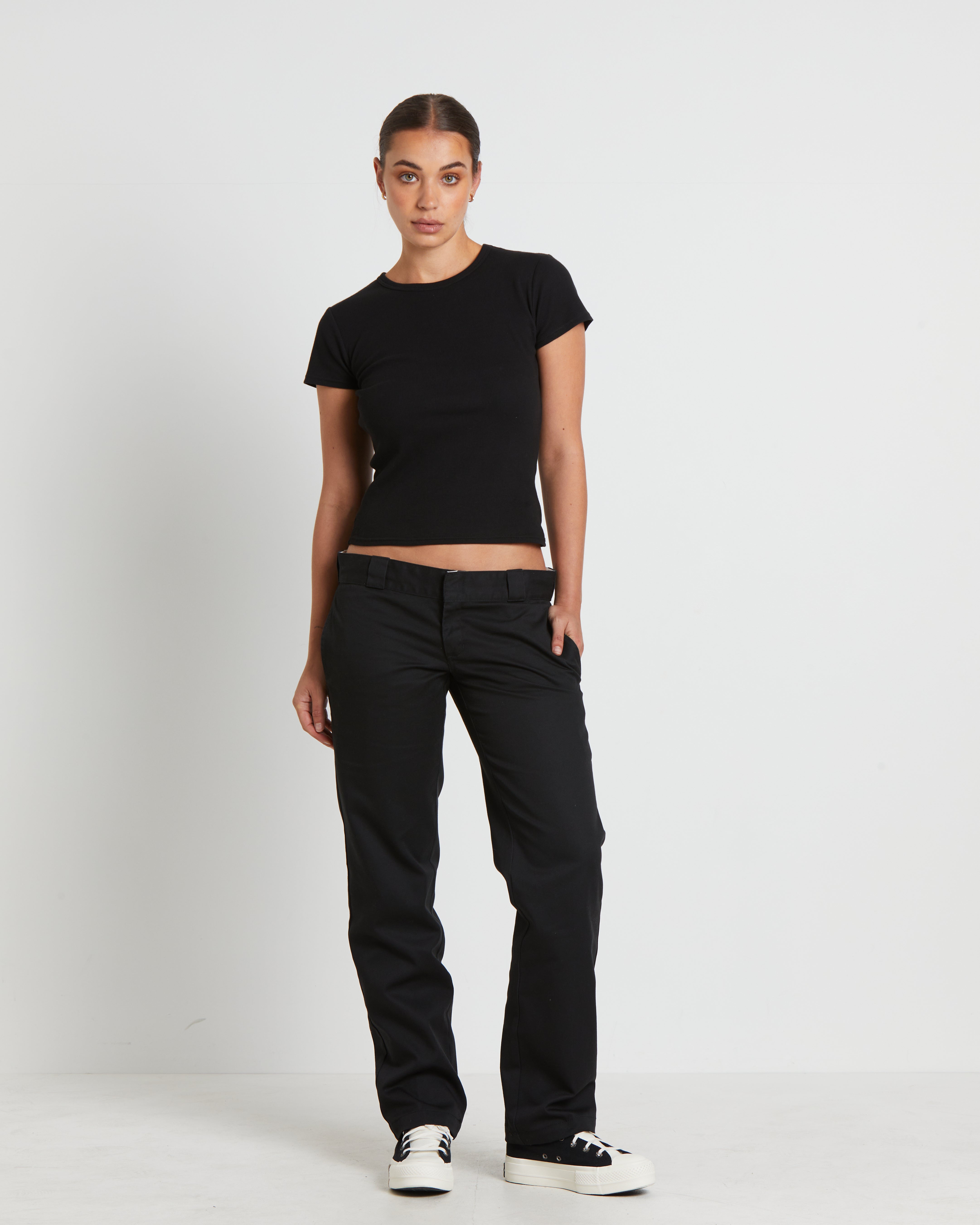 875 Washed Low Rider Pants in Black BLACK