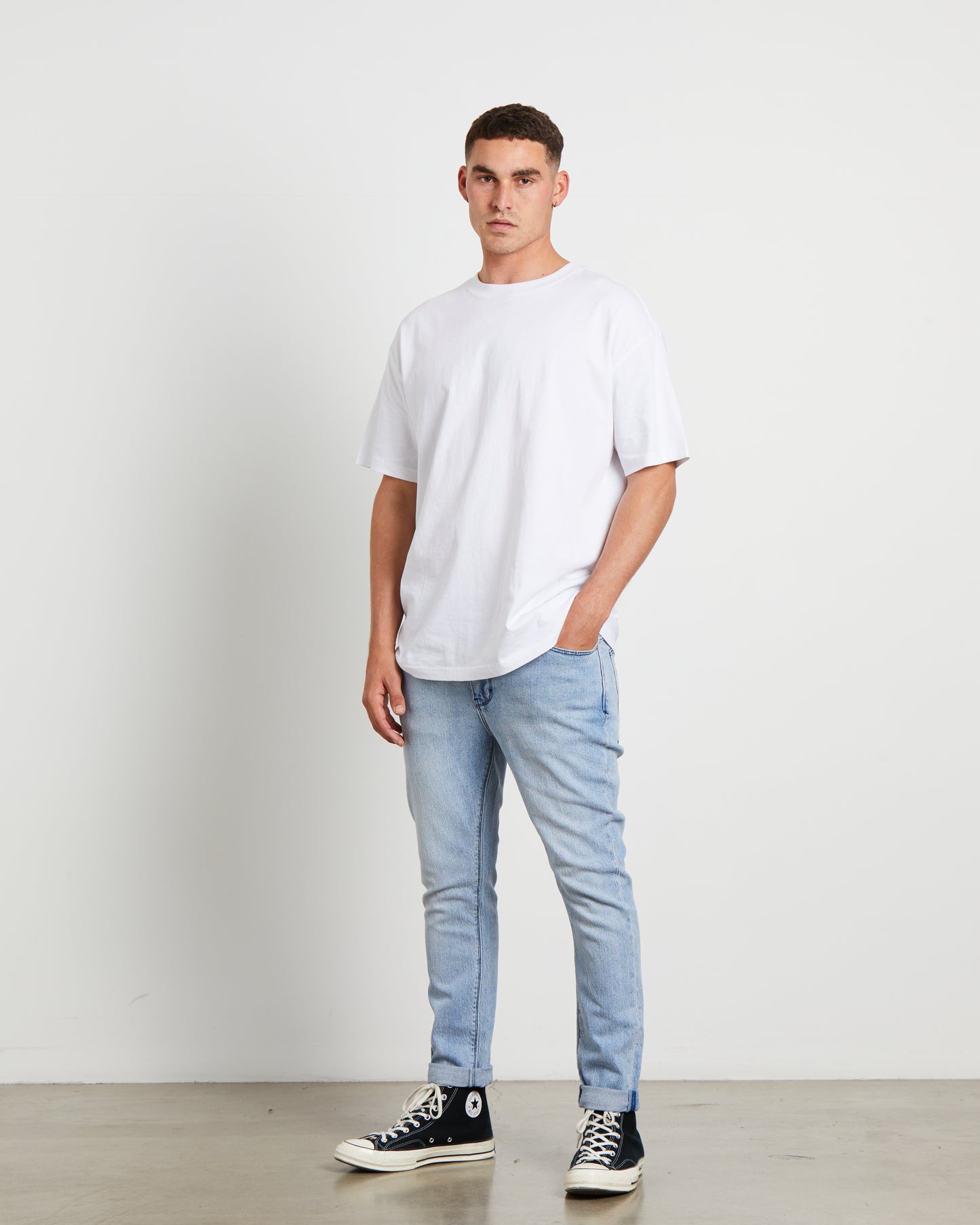A Dropped Slim Denim Jeans in Rossi Blue