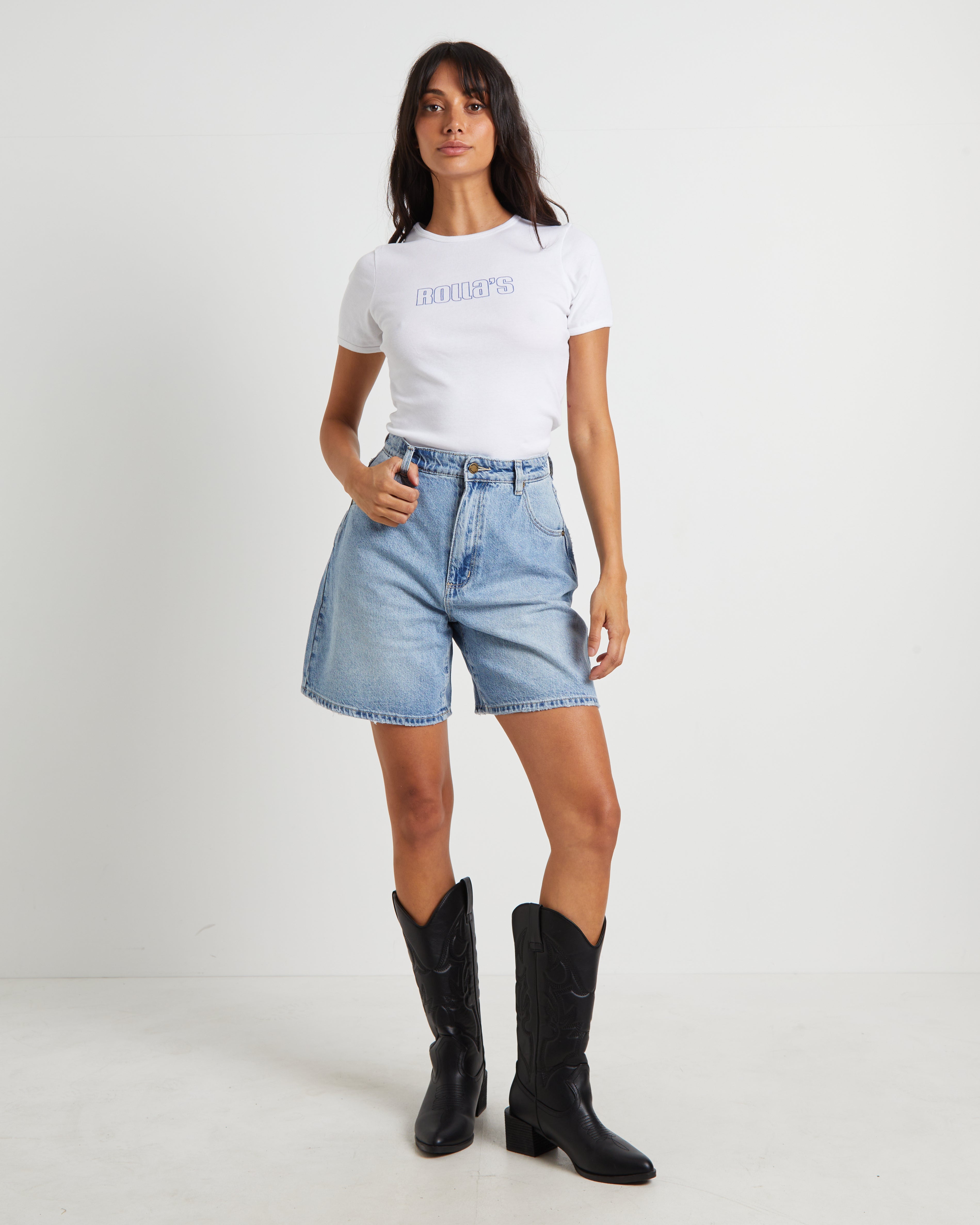 Super Mirage Denim Shorts in Lyocell Leah LYOCELLE LEAH