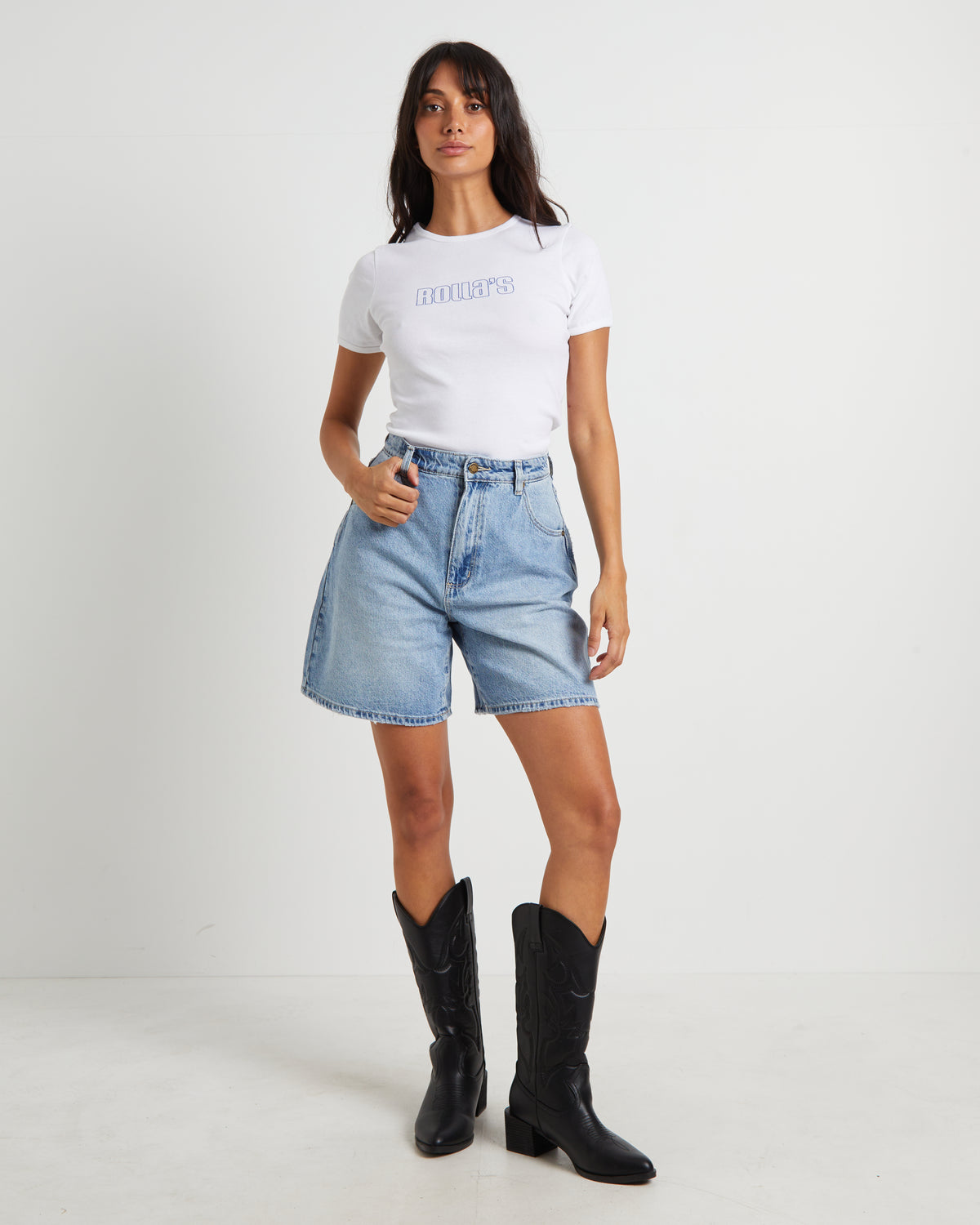 Super Mirage Denim Shorts in Lyocell Leah LYOCELLE LEAH
