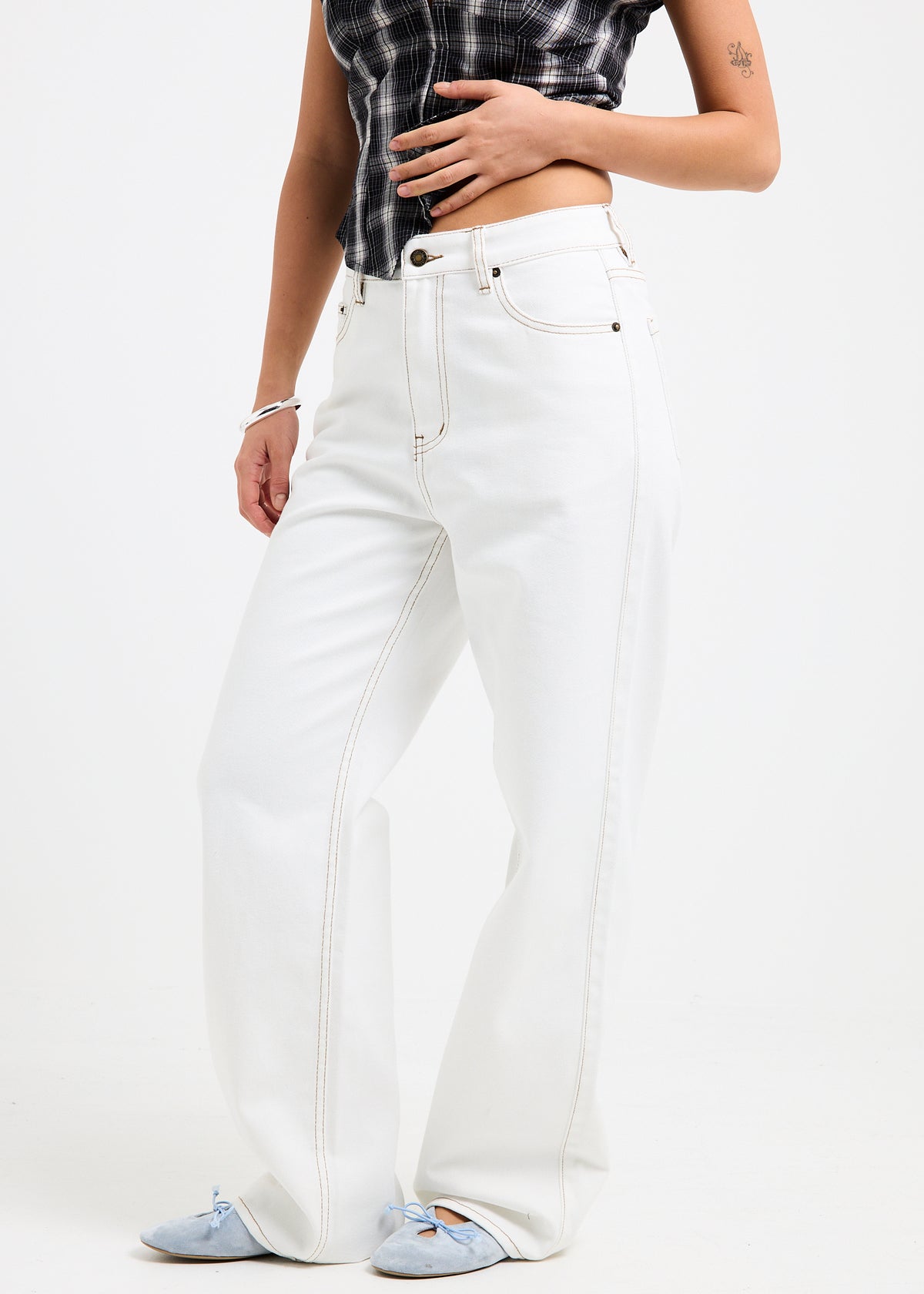 Tayla High Straight Denim Jeans WHITE