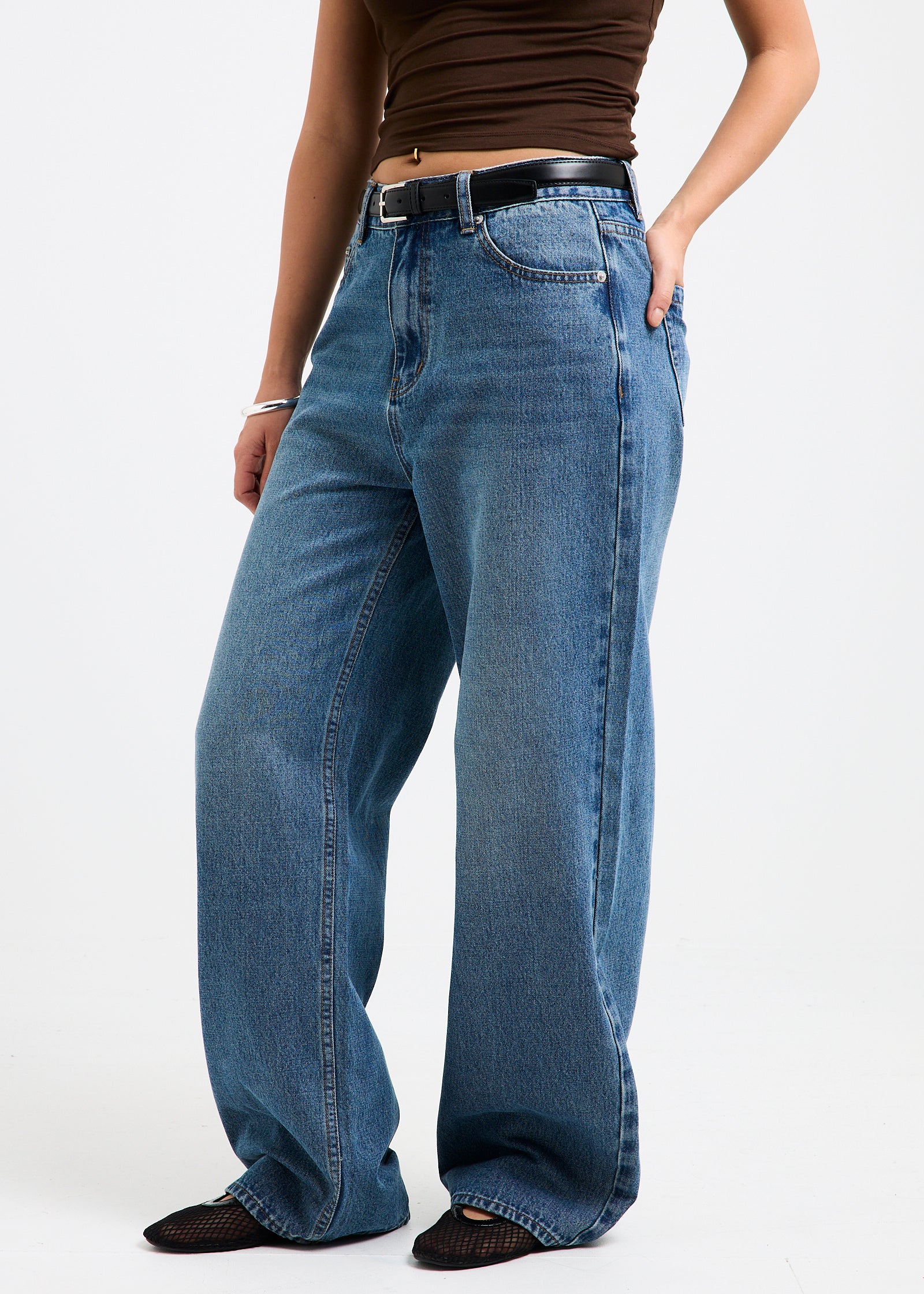 Alexa Mid Rise Relaxed Denim Jeans VINTAGE BLUE