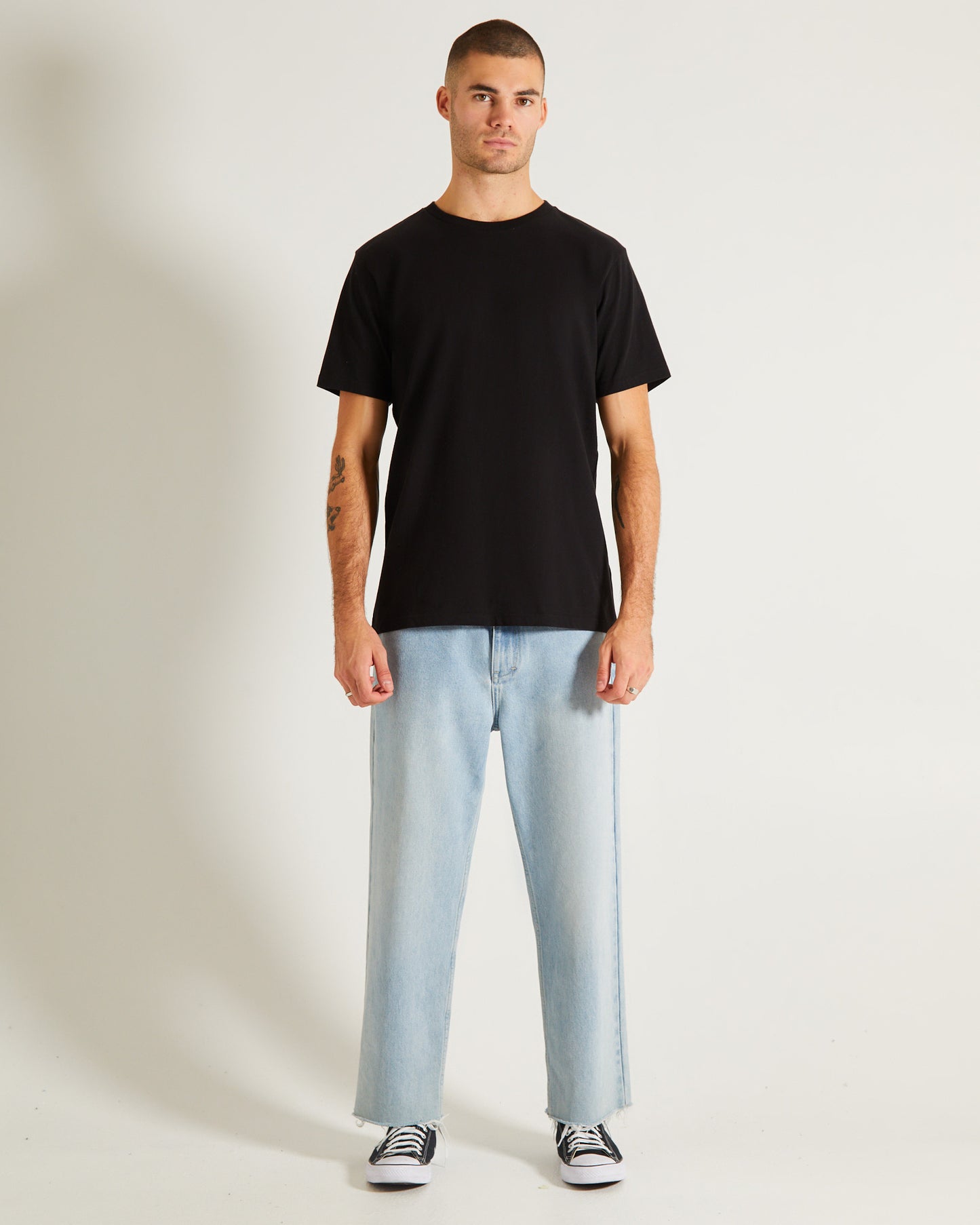 Basic Crew Neck Short Sleeve T-Shirt BLACK