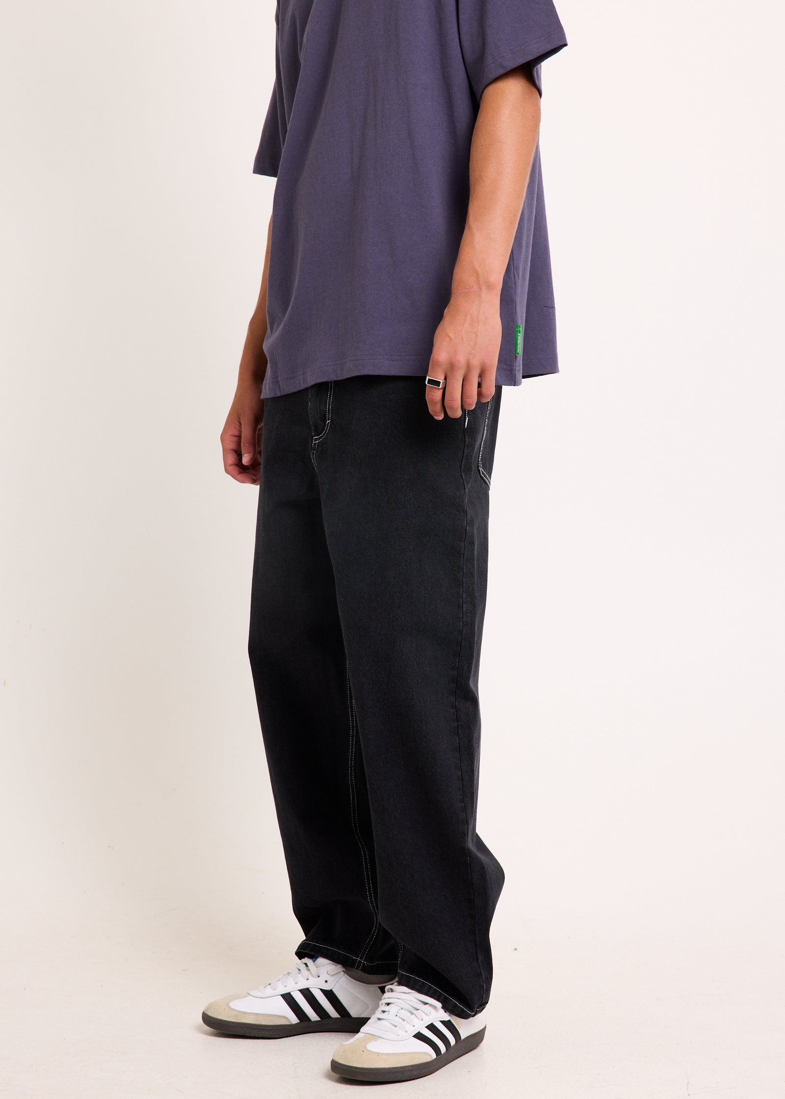 Wide Boy Denim Jeans SILVER BLACK