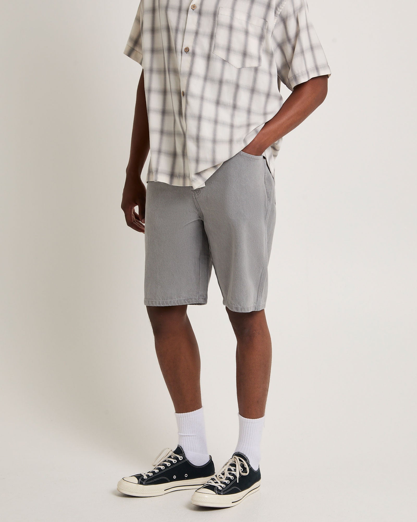 10" Denim Shorts LIGHT GREY