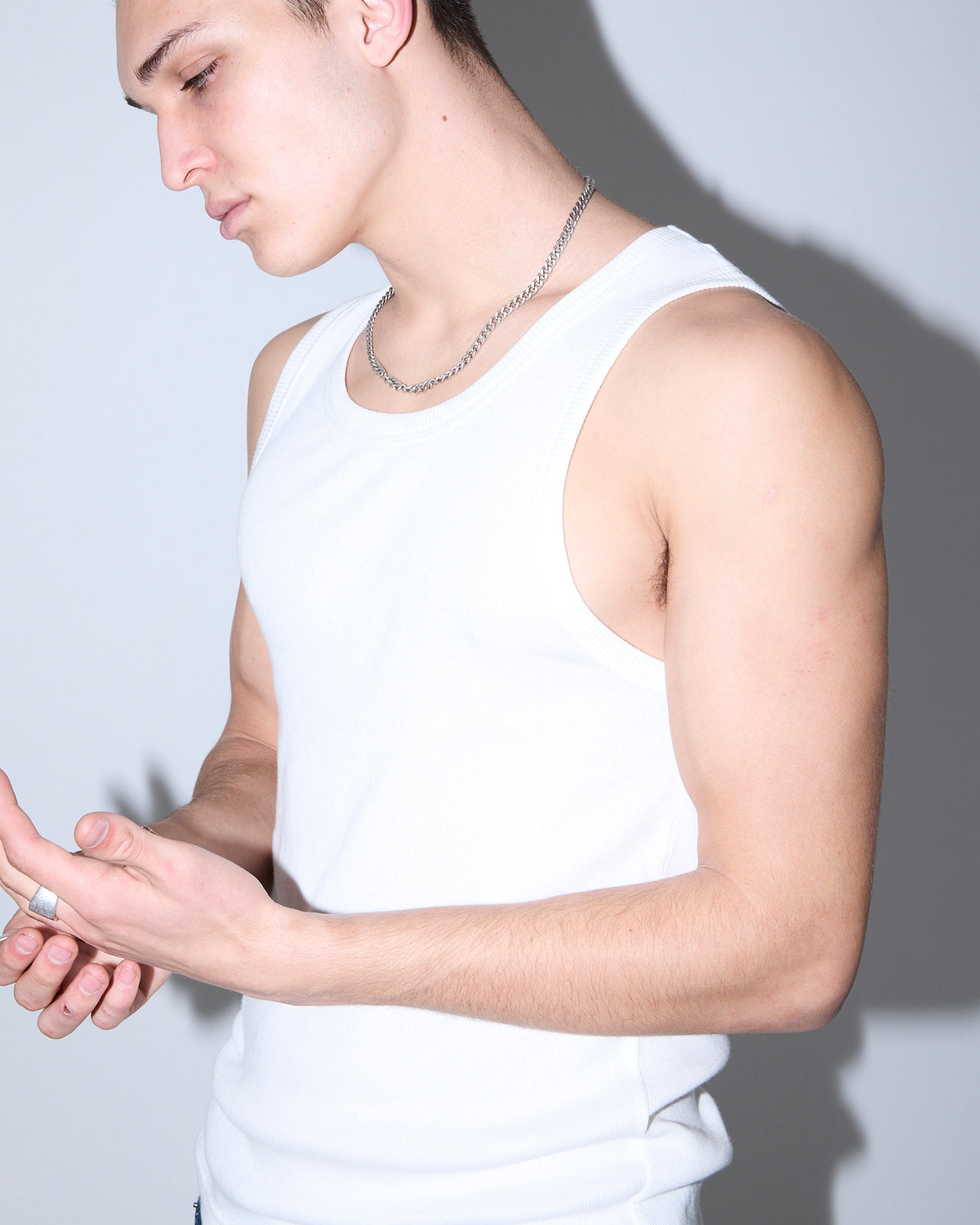 Ribbed Singlet WHITE