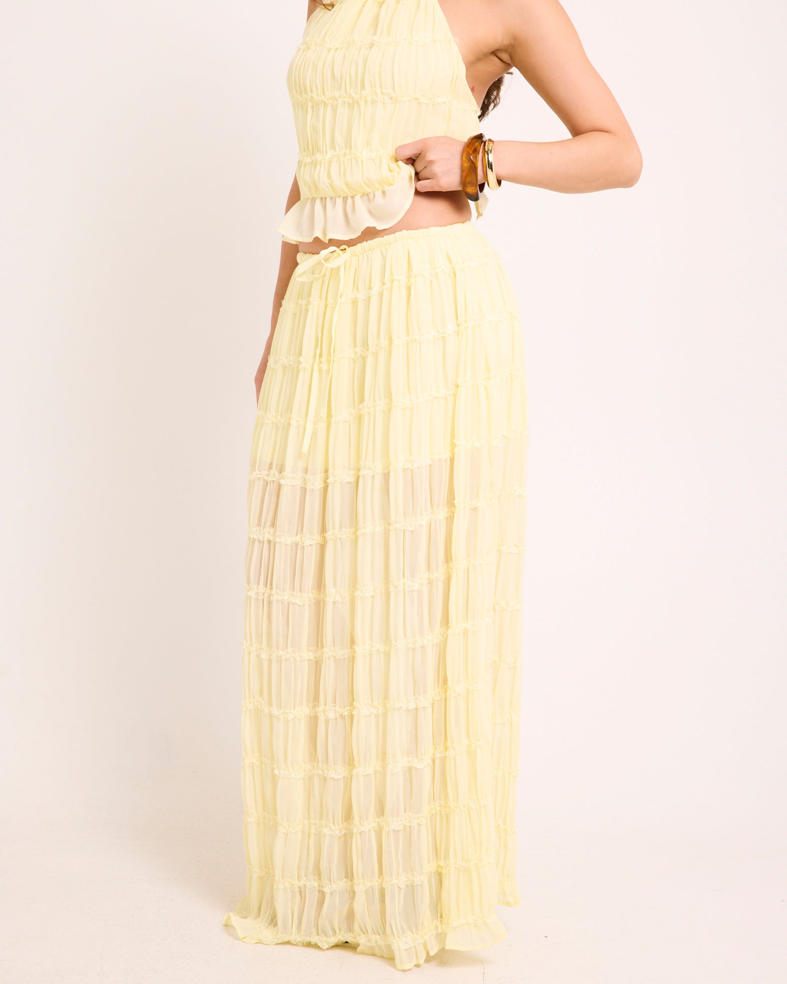 Alda Shirred Maxi Skirt YELLOW
