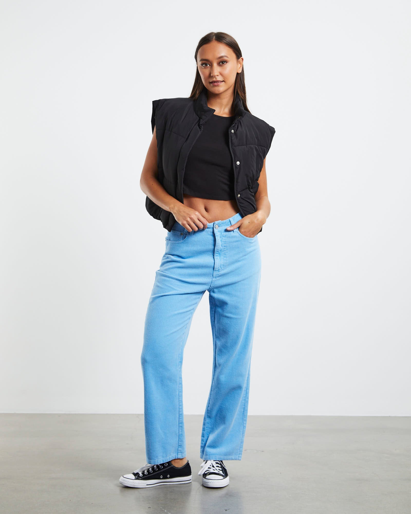 Cara Cord Straight Crop Jeans Blue BLUE