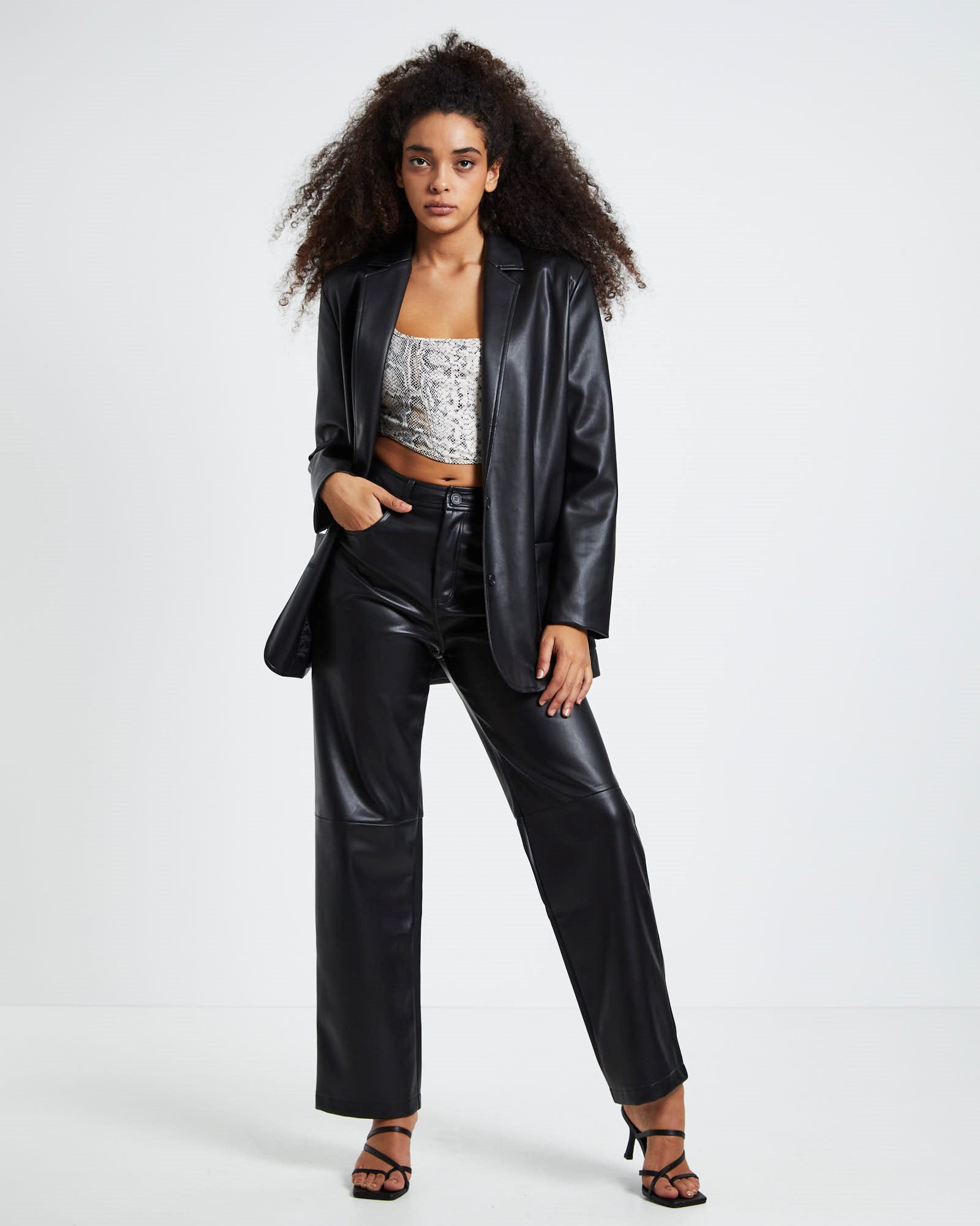 Karli PU Blazer Black BLACK