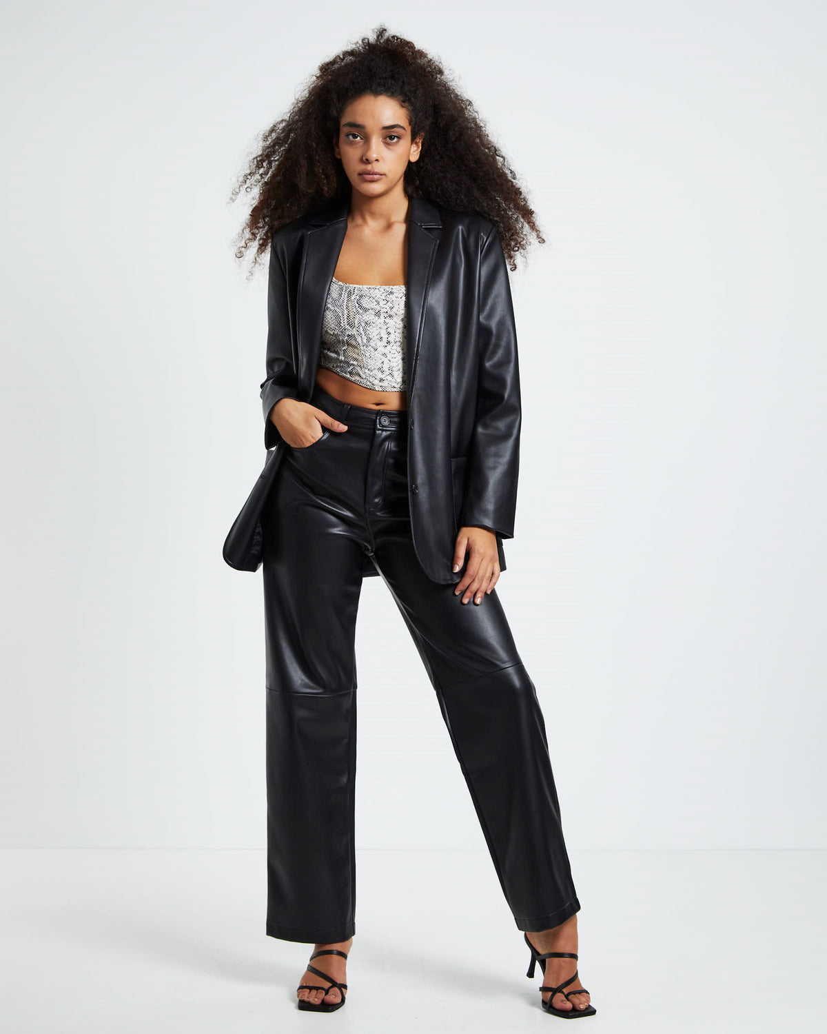 Karli PU Blazer Black BLACK