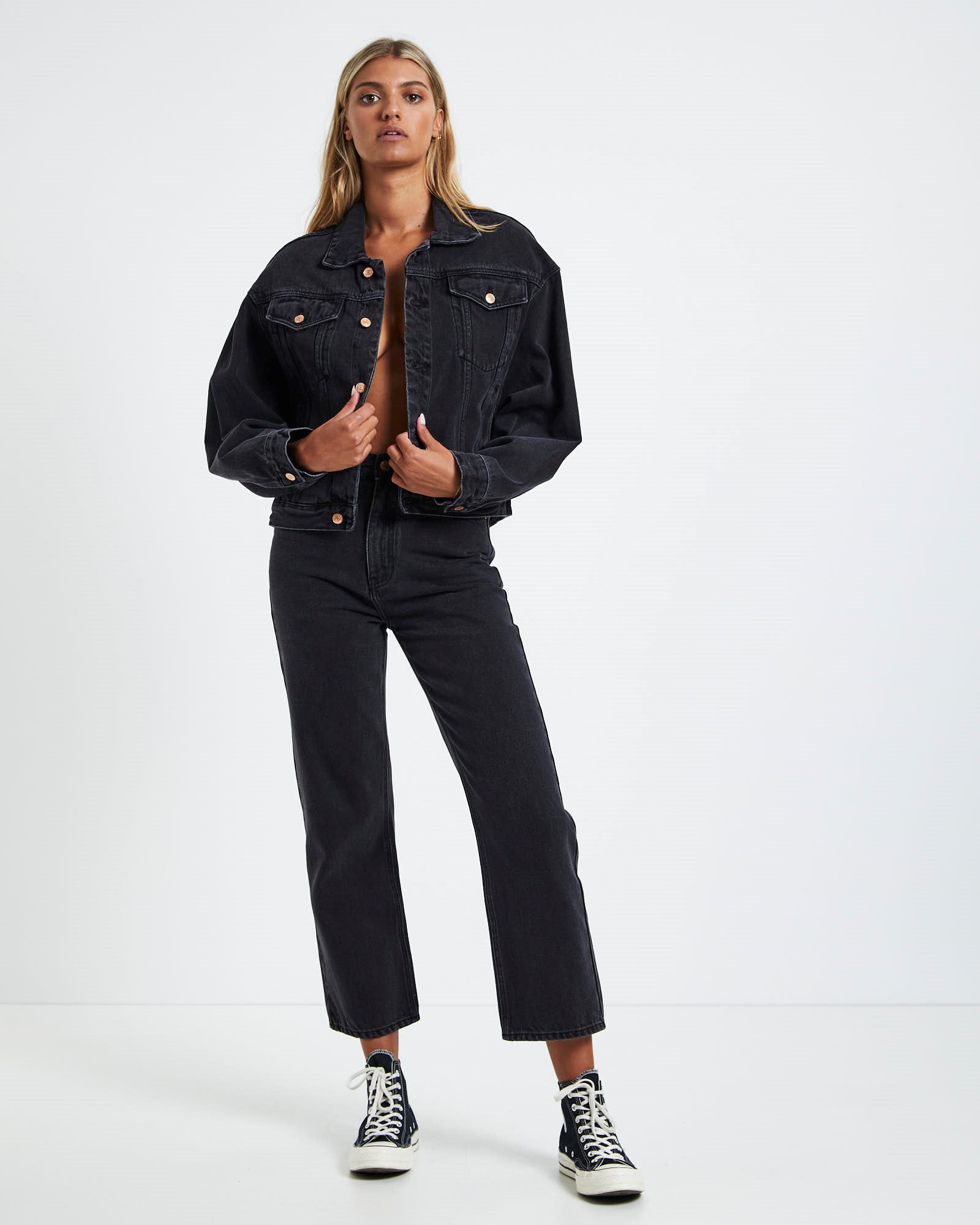 Kenny Baggy Denim Jacket After Dark Black BLACK