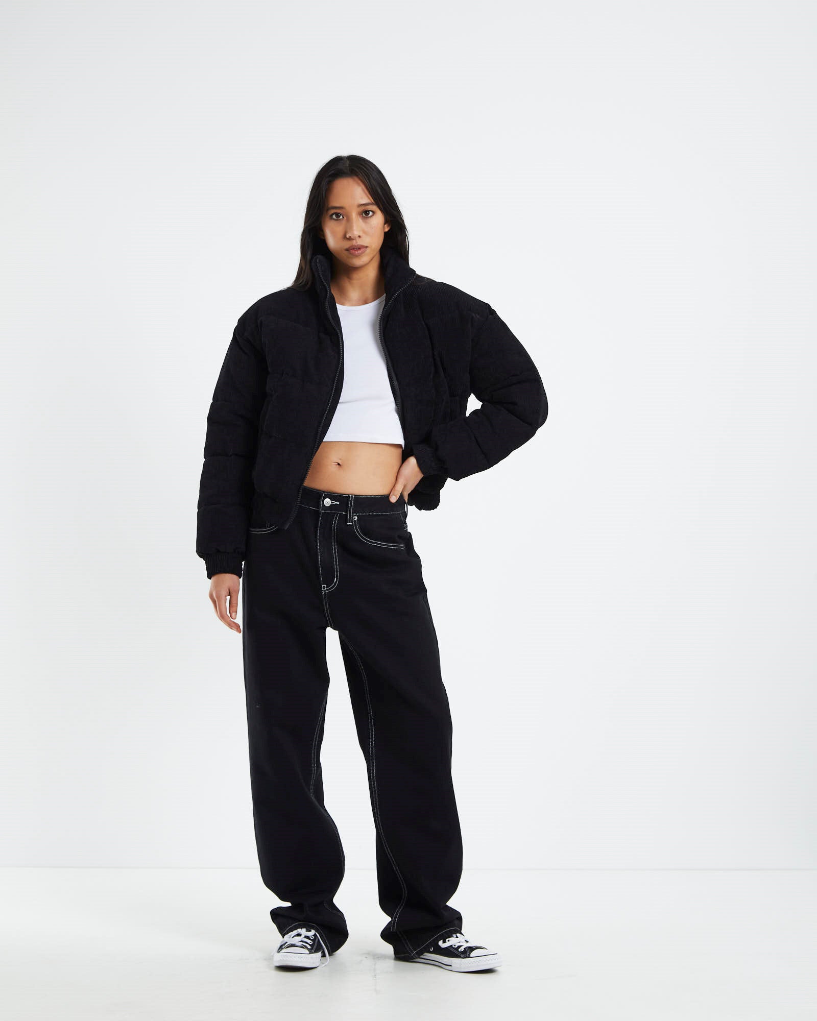 Ivy Cropped Puffer Jacket Black BLACK