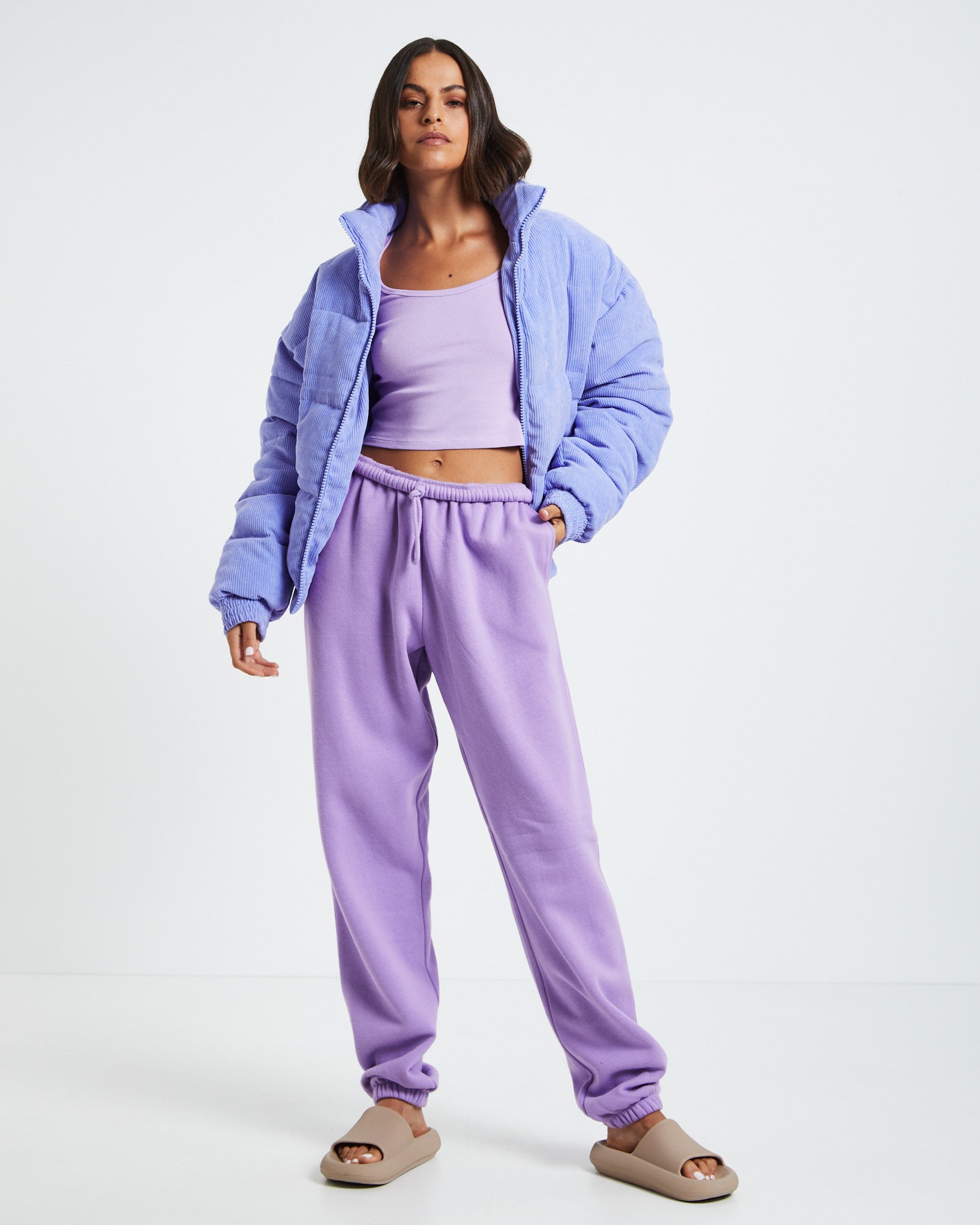 Relaxed Fleece Joggers Purple PURPLE