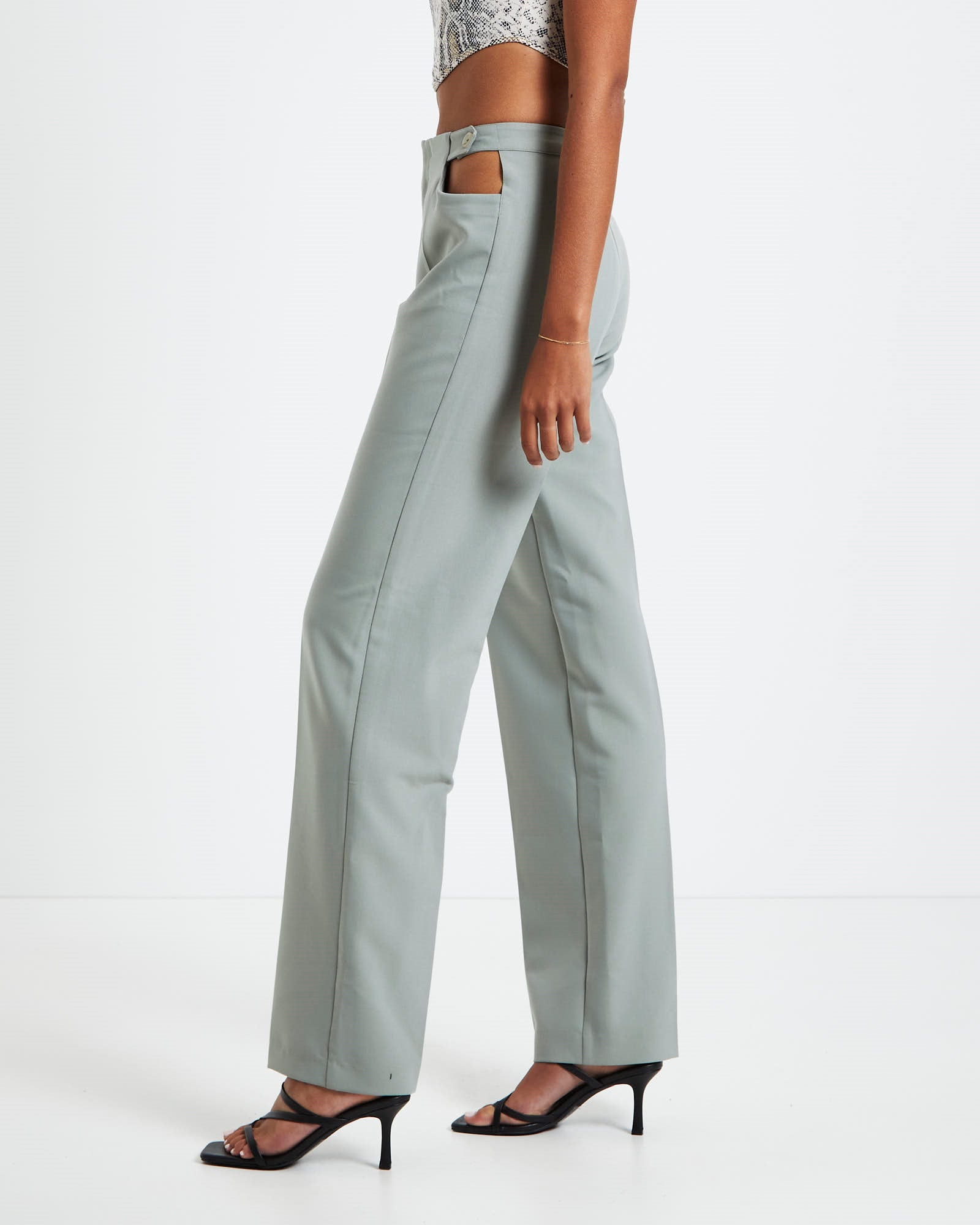 Lori Cut Out Tailored Pants GREEN