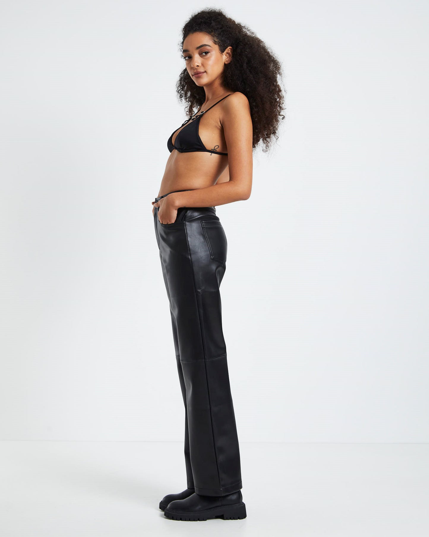 Perez Eyelet Strap Bralette Black