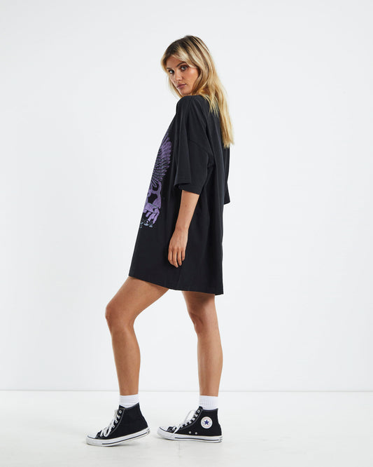 Lightning Eagle T-Shirt Dress Black