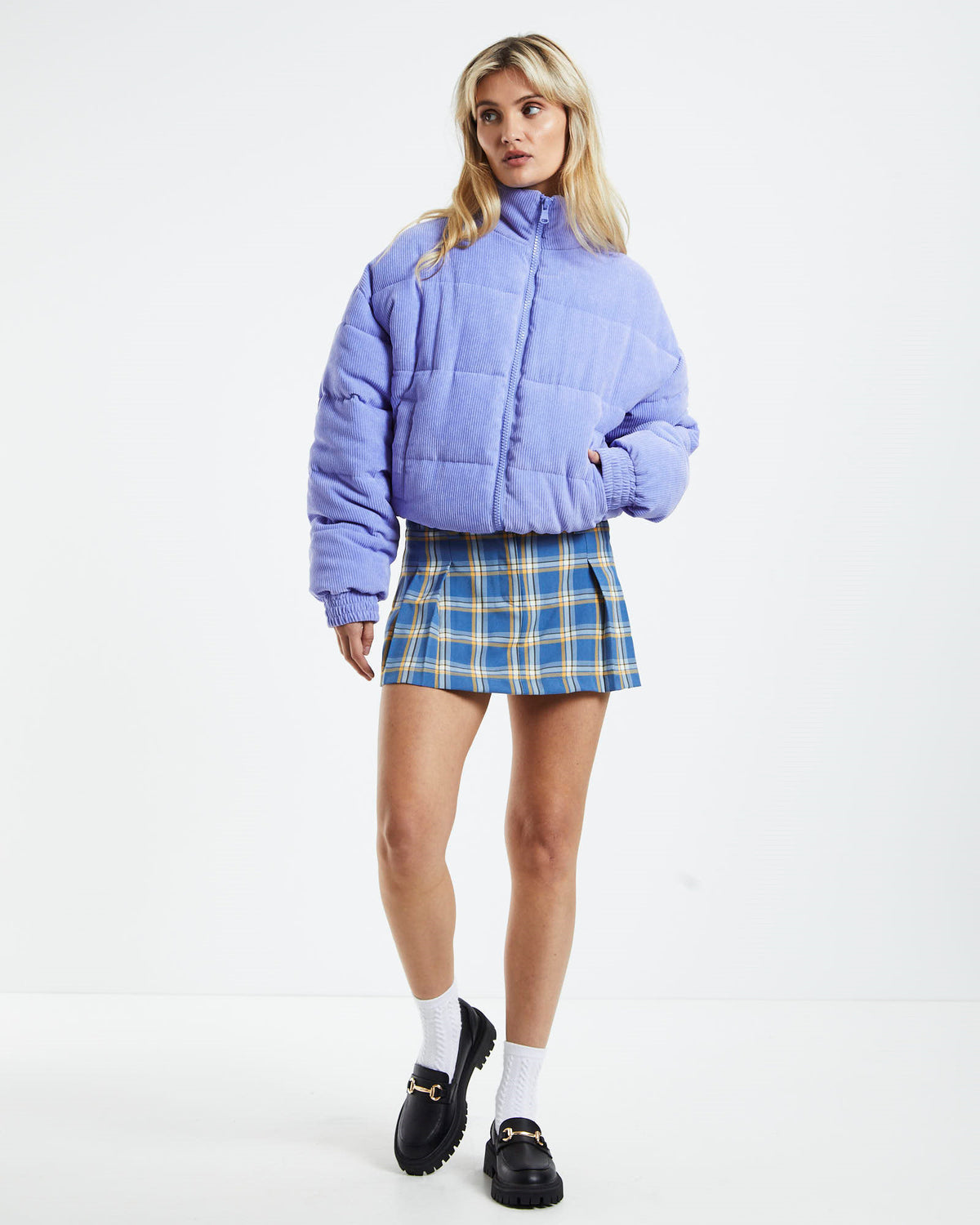 Ivy Cropped Puffer Jacket Purple PURPLE