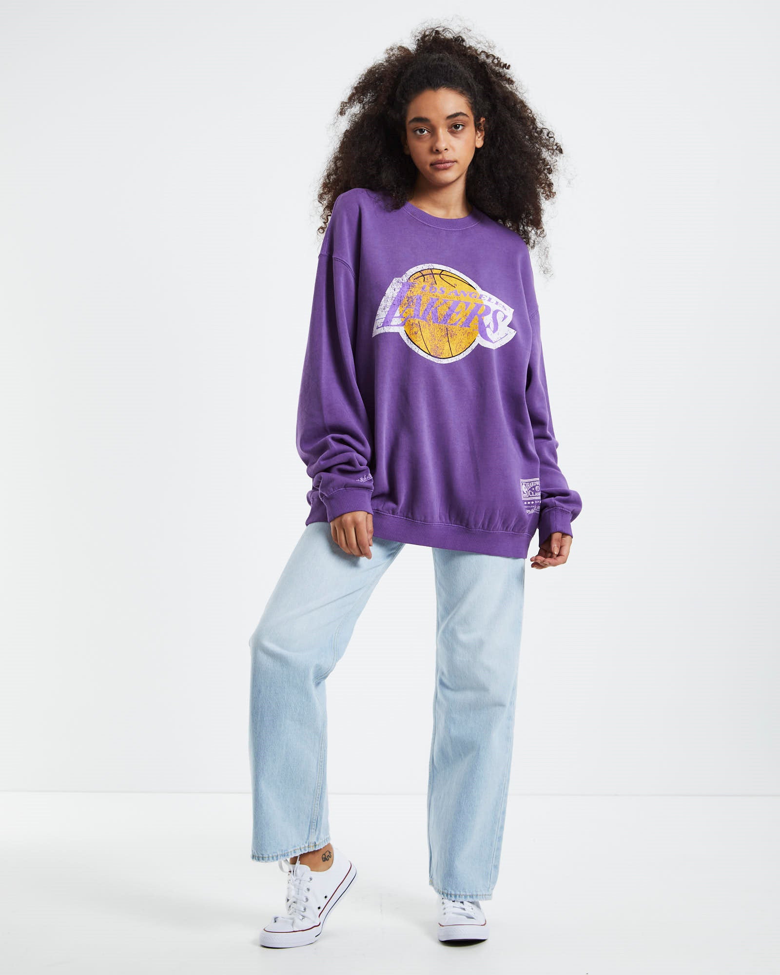 LA Lakers Vintage HWC Big Logo Crew Jumper Faded Purple FADED PURPLE