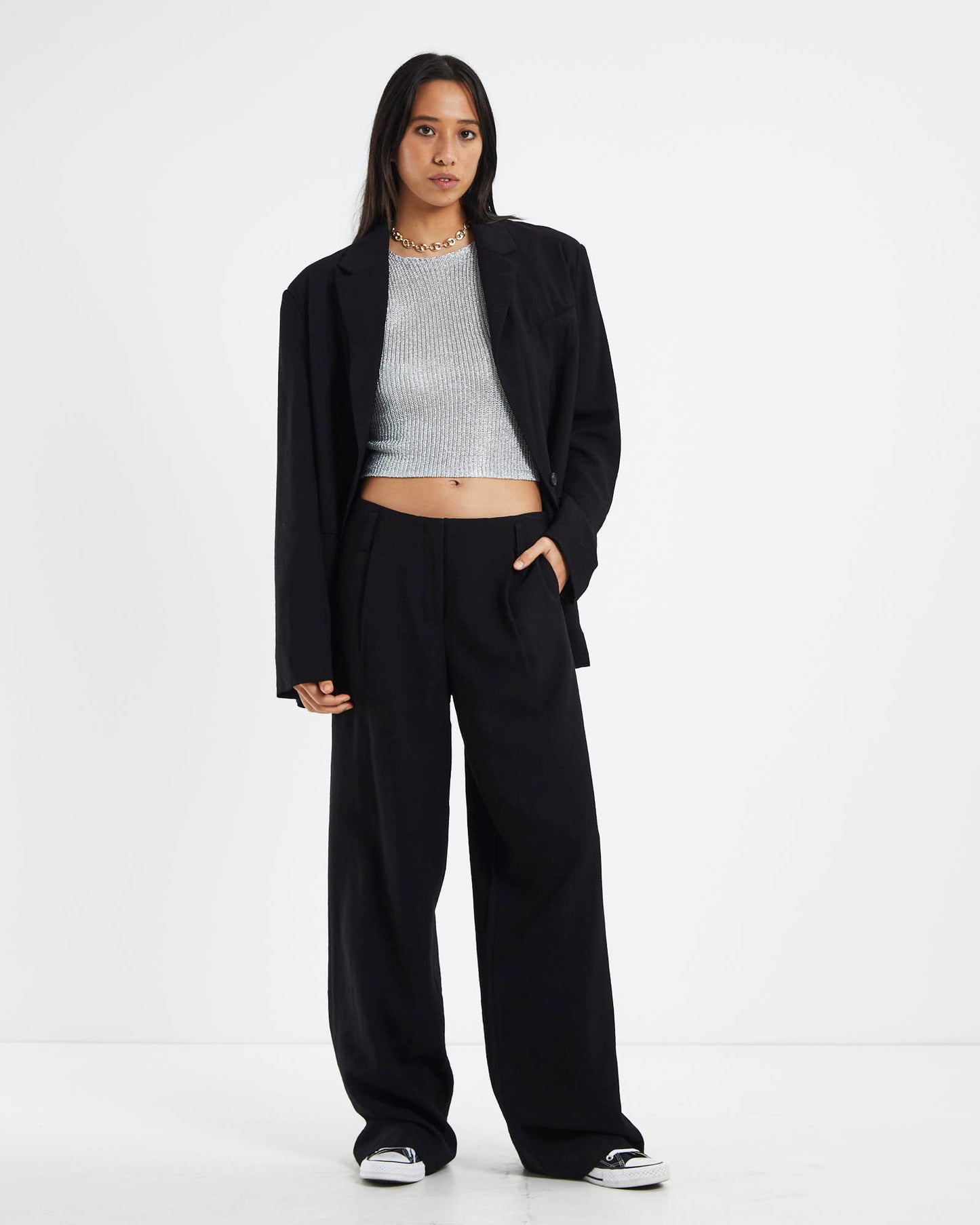 Kaz Metallic Crop Top Silver