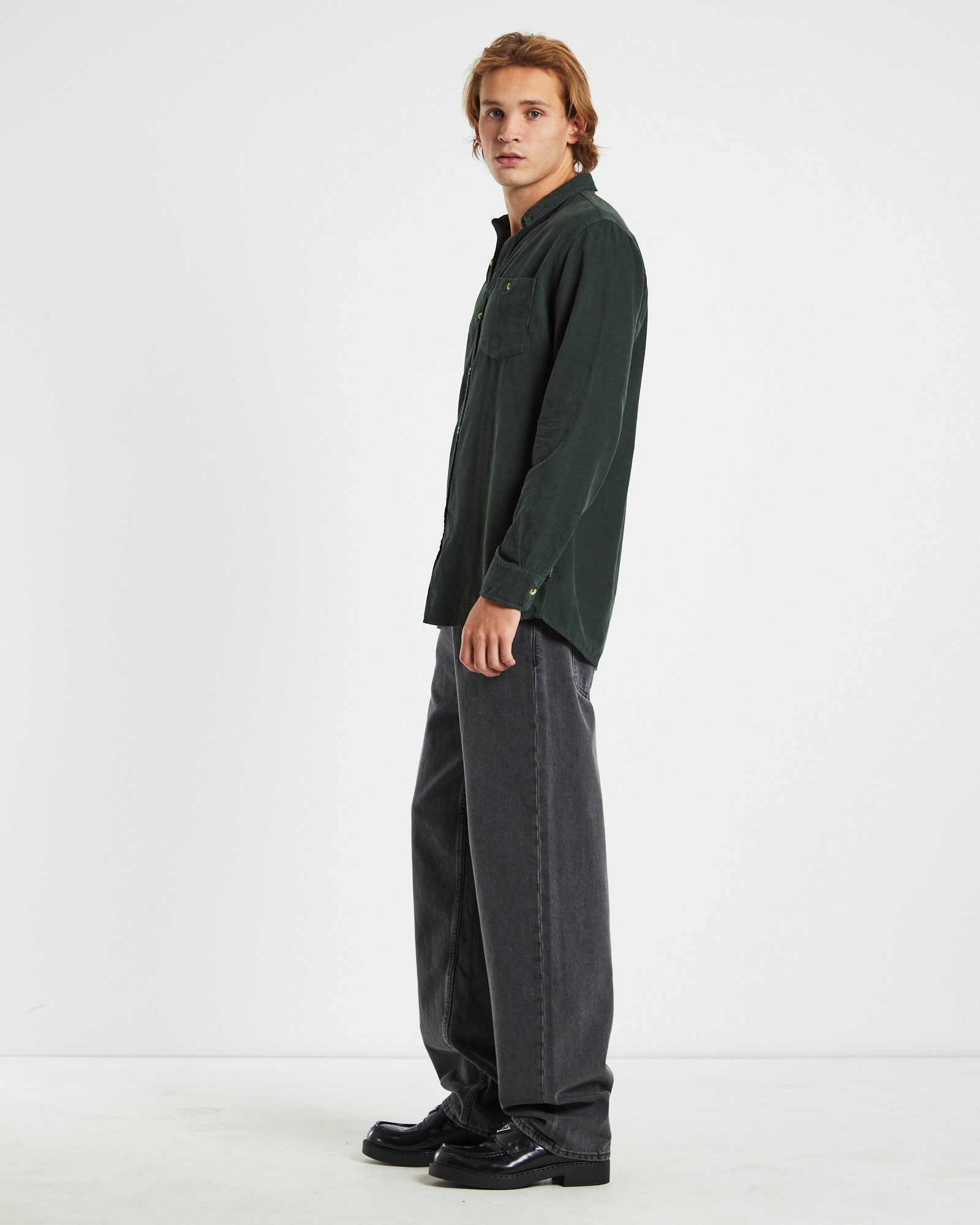 Men At Work Cord Shirt Pine Green GREEN