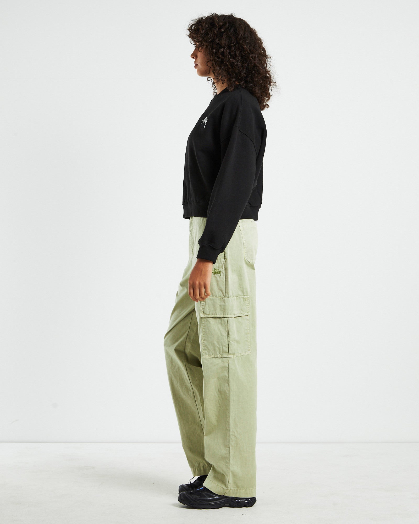 Dice Cropped Crew Jumper Black BLACK