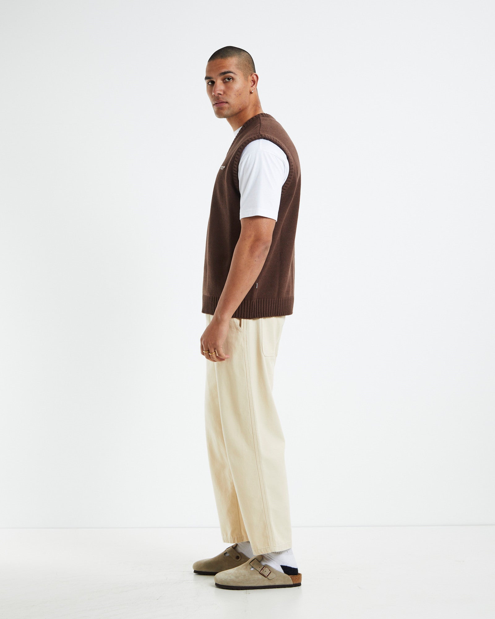 Knit Vest Umber Brown BROWN