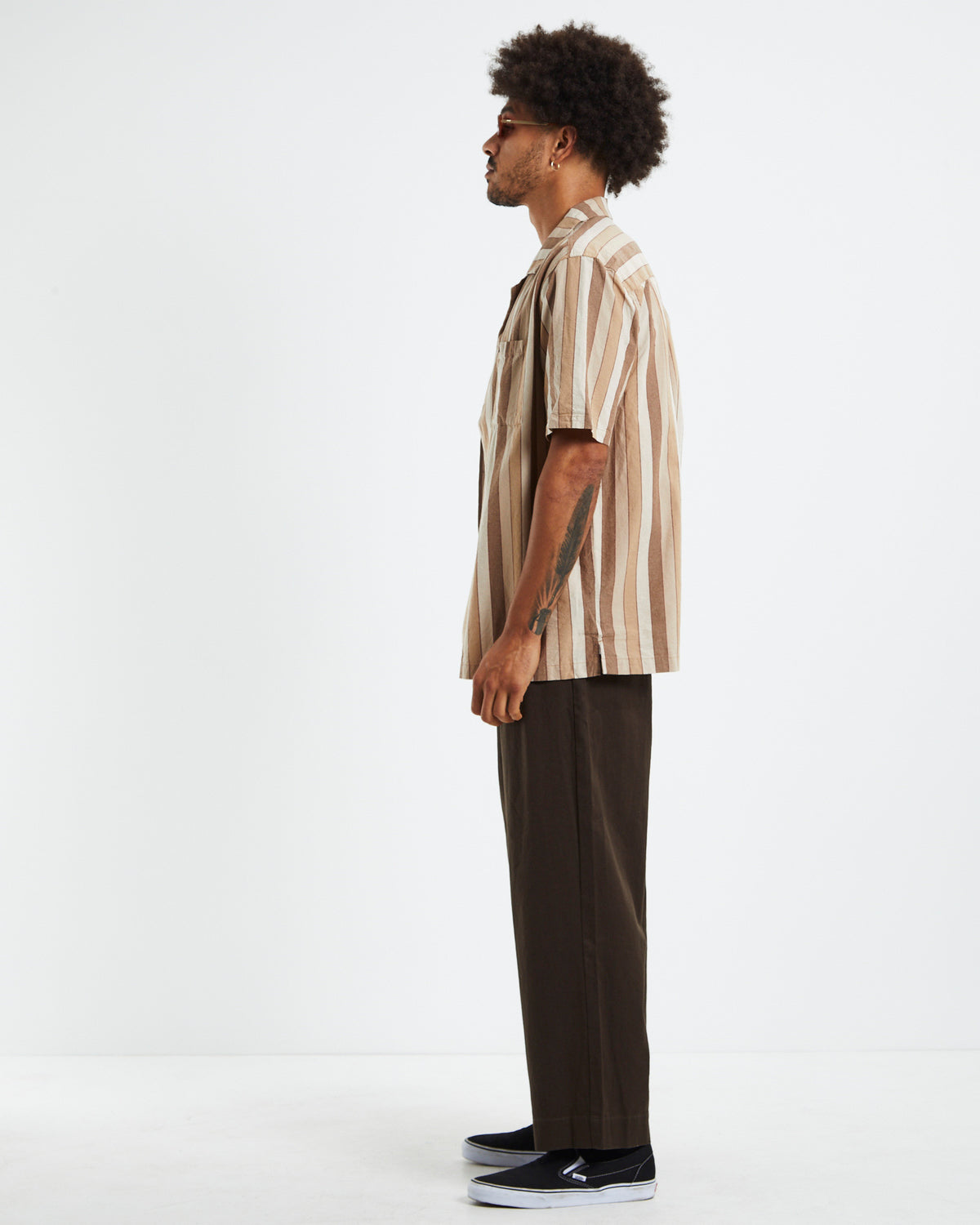 Resort Short Sleeve Shirt Brown Stripe BROWN