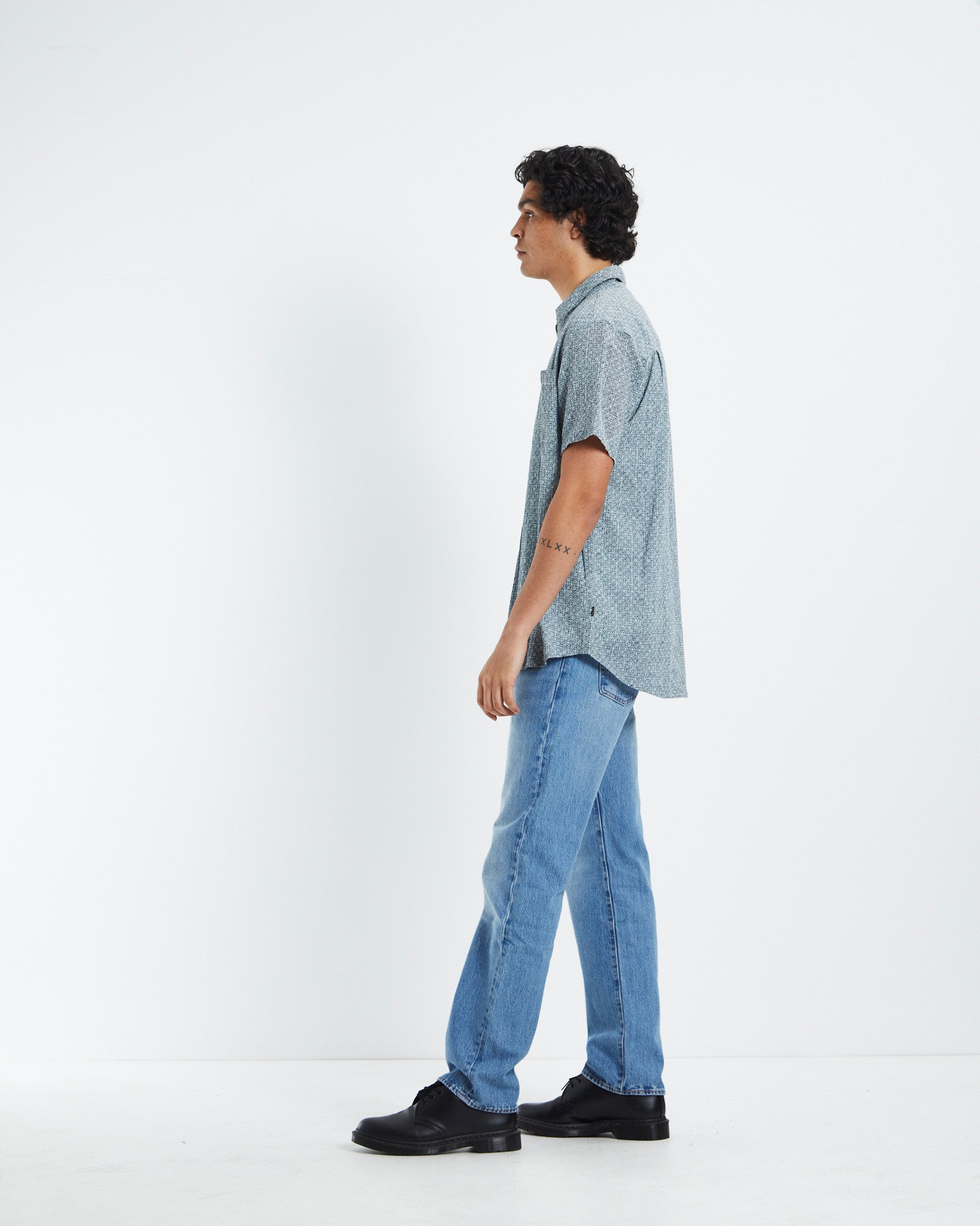Bon Tiki Short Sleeve Shirt Smoke Blue BLUE
