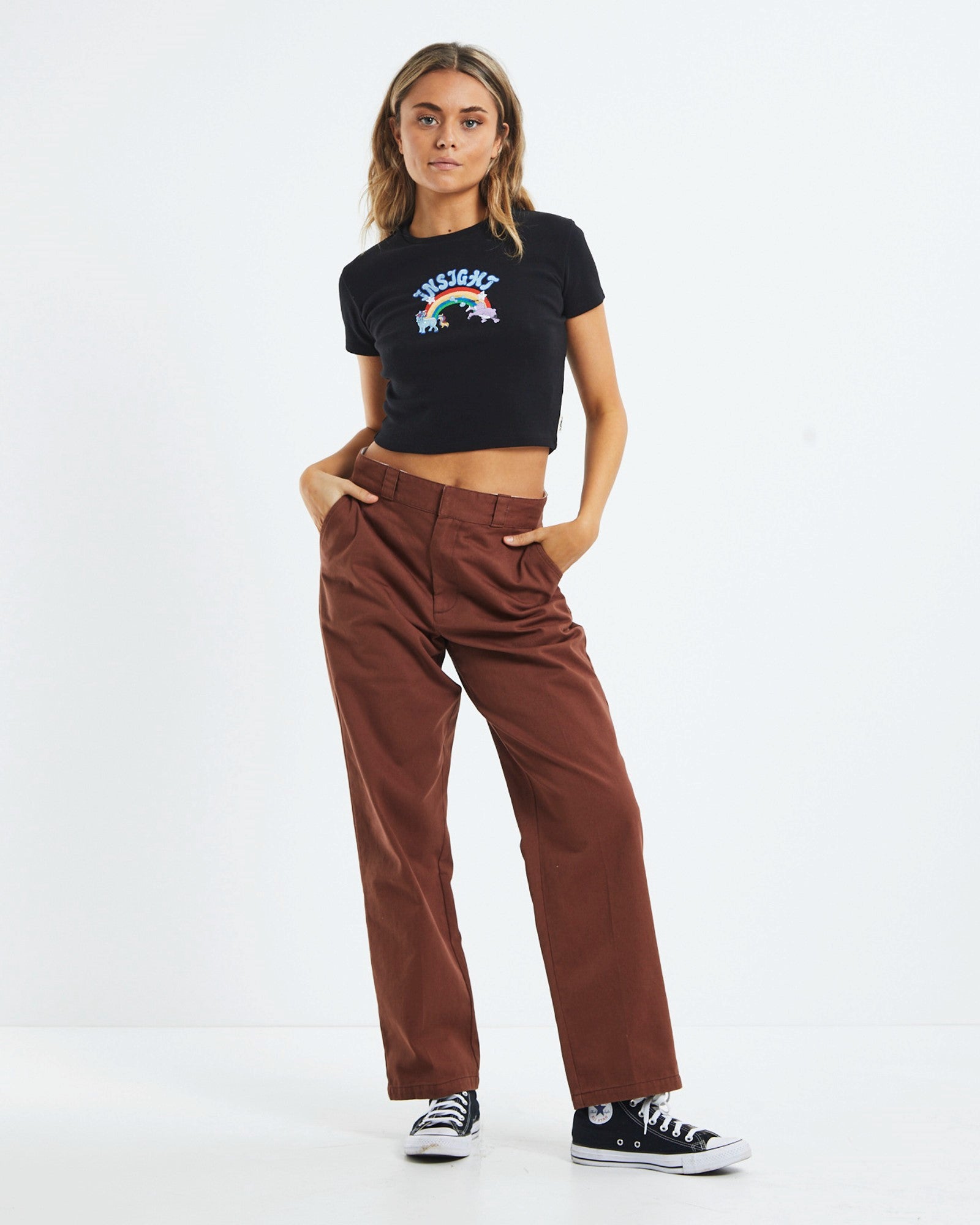 Babe Rainbow Baby Tee Black BLACK