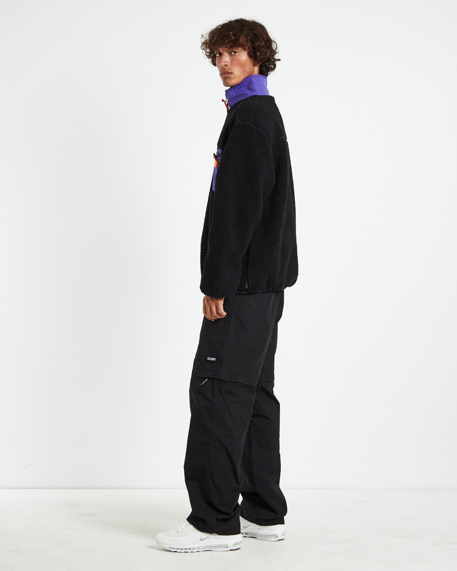 Cultures 1/4 Zip Sherpa Pullover Black