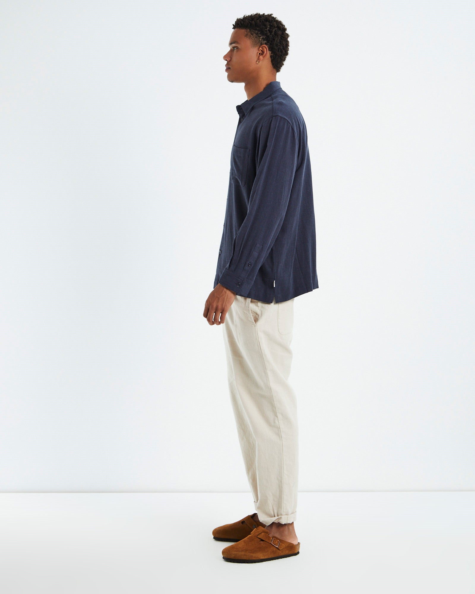 Harrison Linen Long Sleeve Shirt Navy NAVY