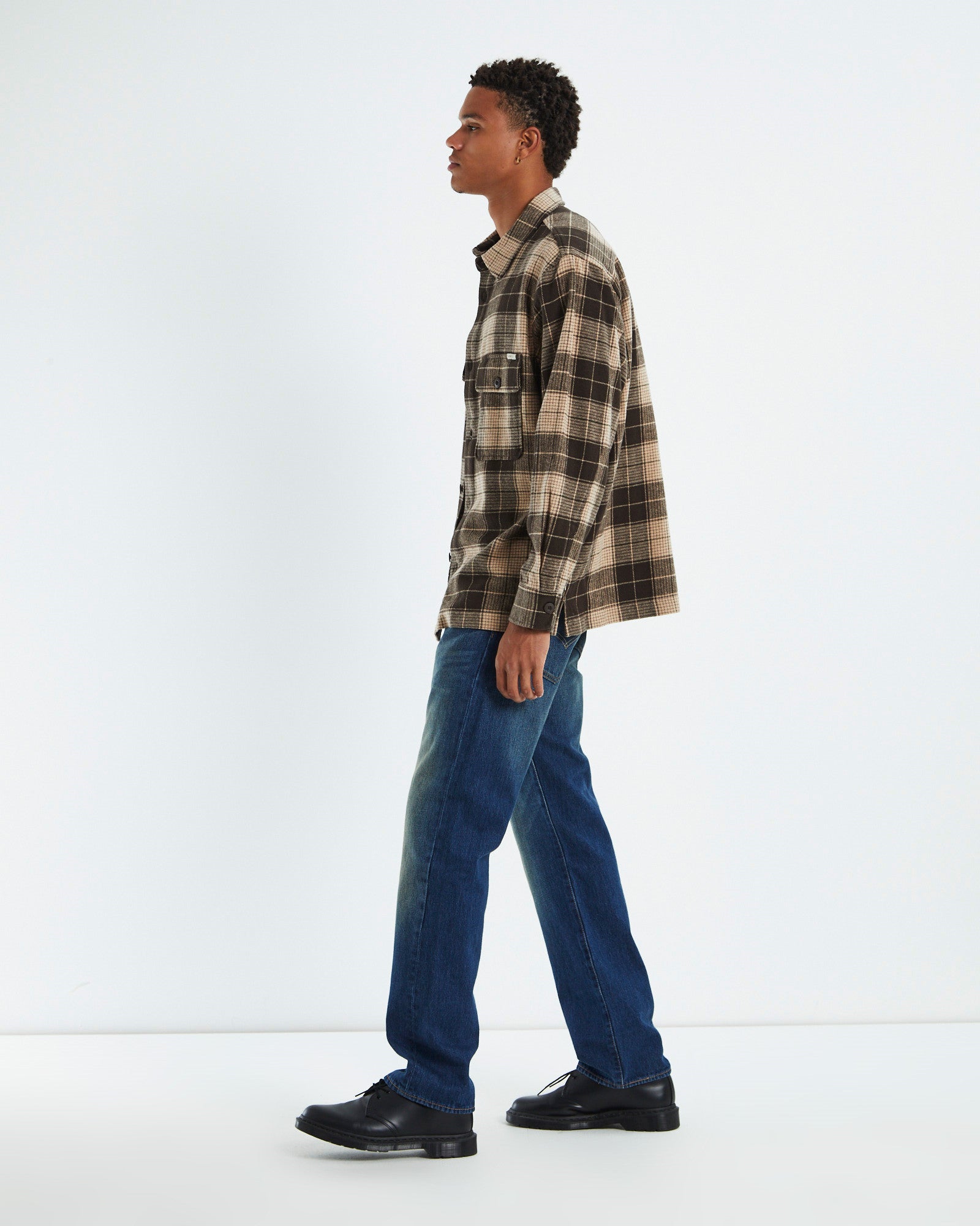 Windsor Check Long Sleeve Overshirt Umber BROWN