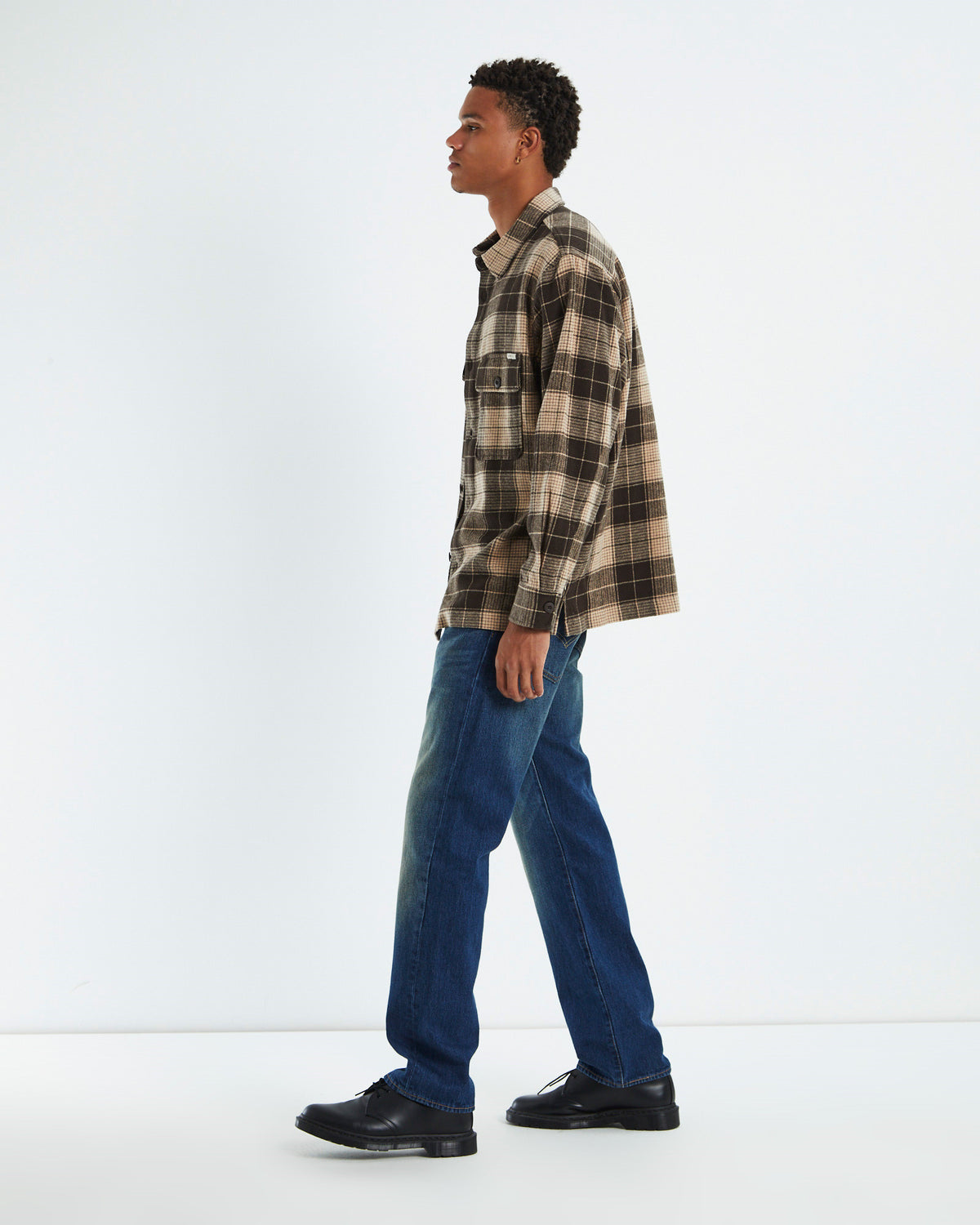 Windsor Check Long Sleeve Overshirt Umber BROWN