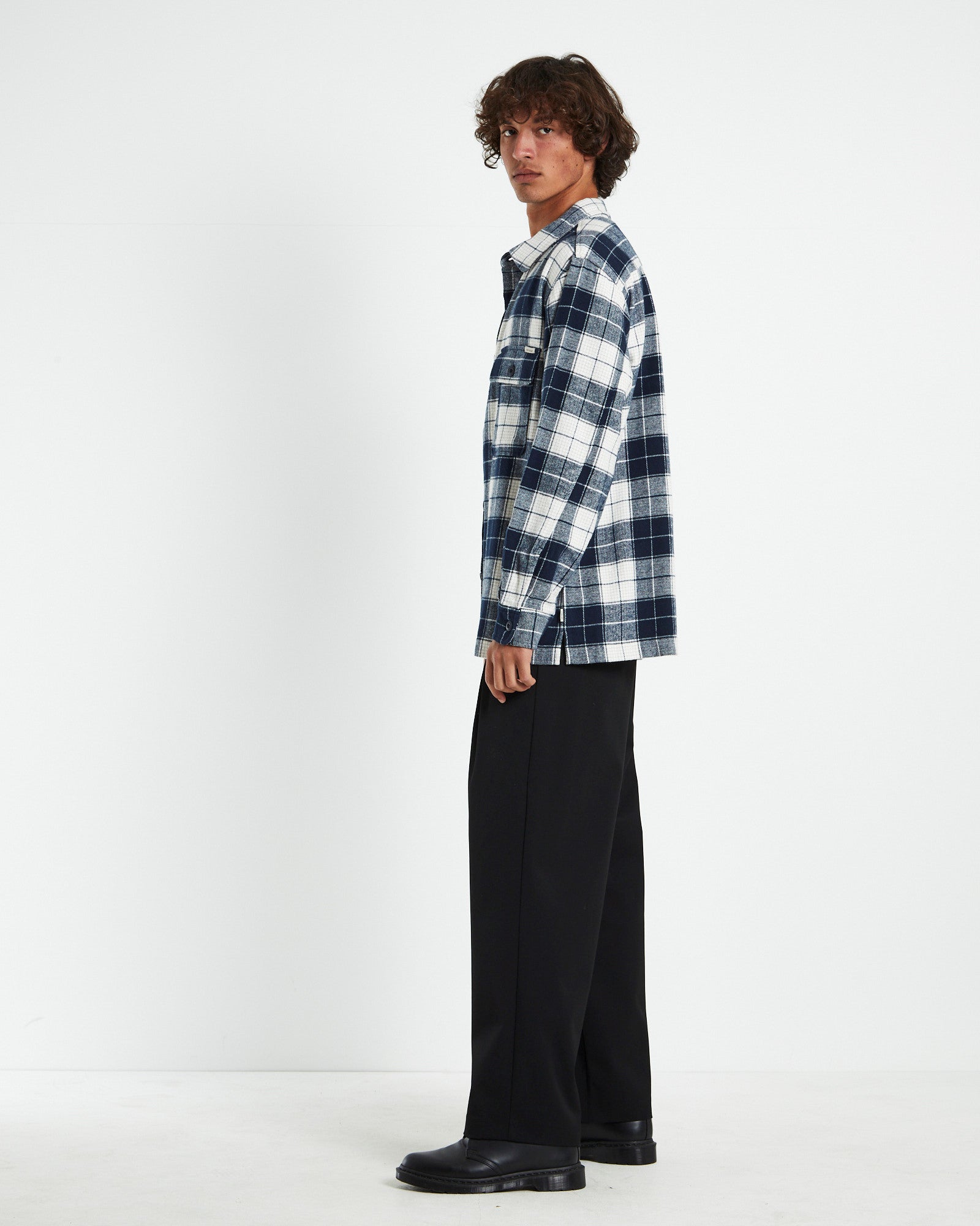 Windsor Check Overshirt Navy NAVY