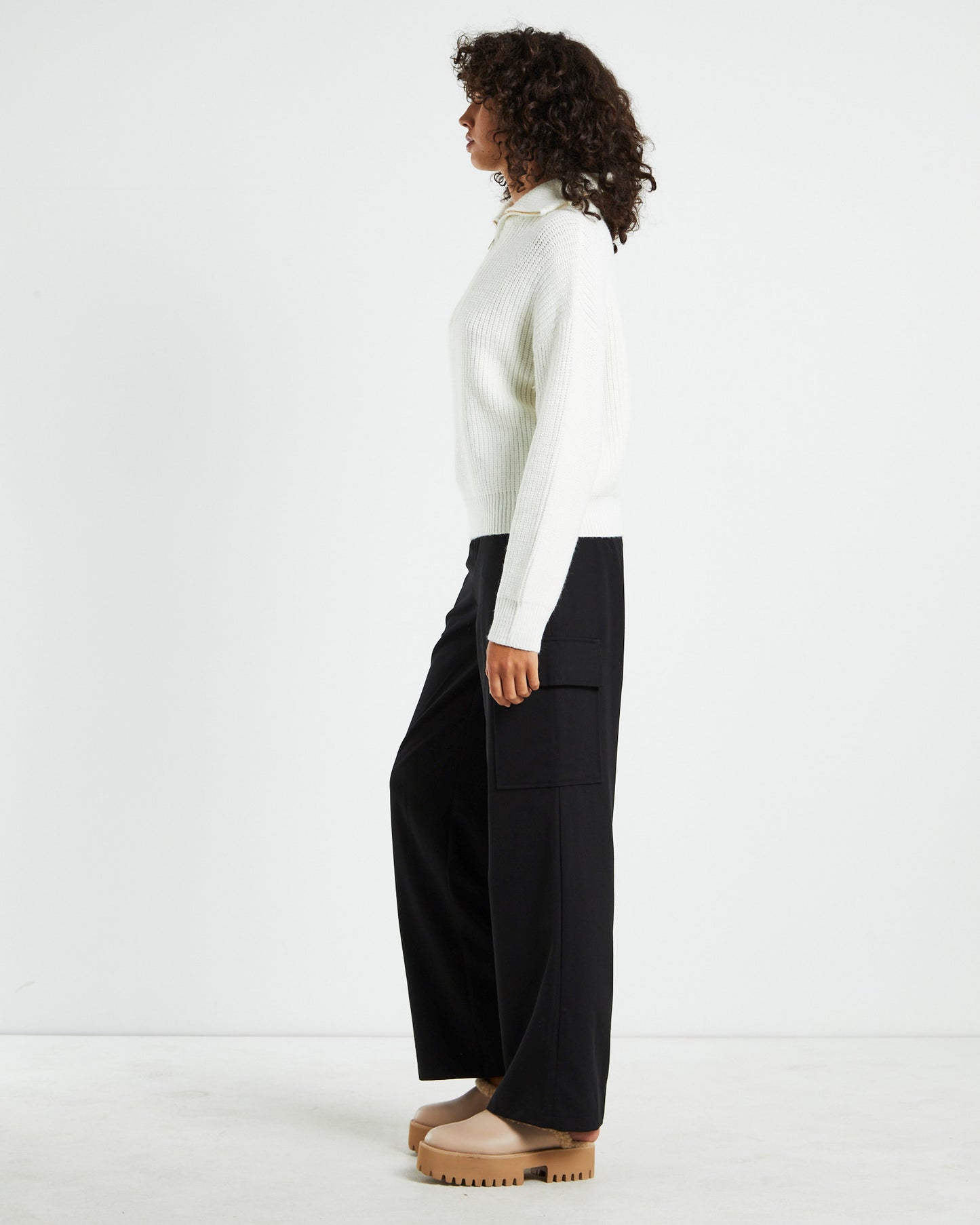 Ezra Half Zip Knit Pull Over Jumper Off White