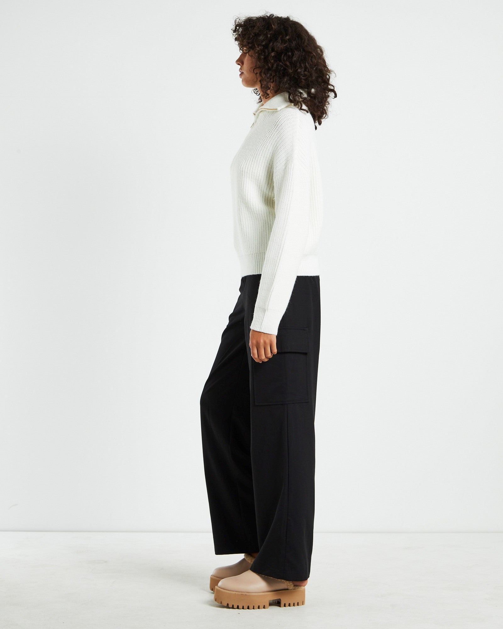 Ezra Half Zip Knit Pull Over Jumper Off White OFF WHIT