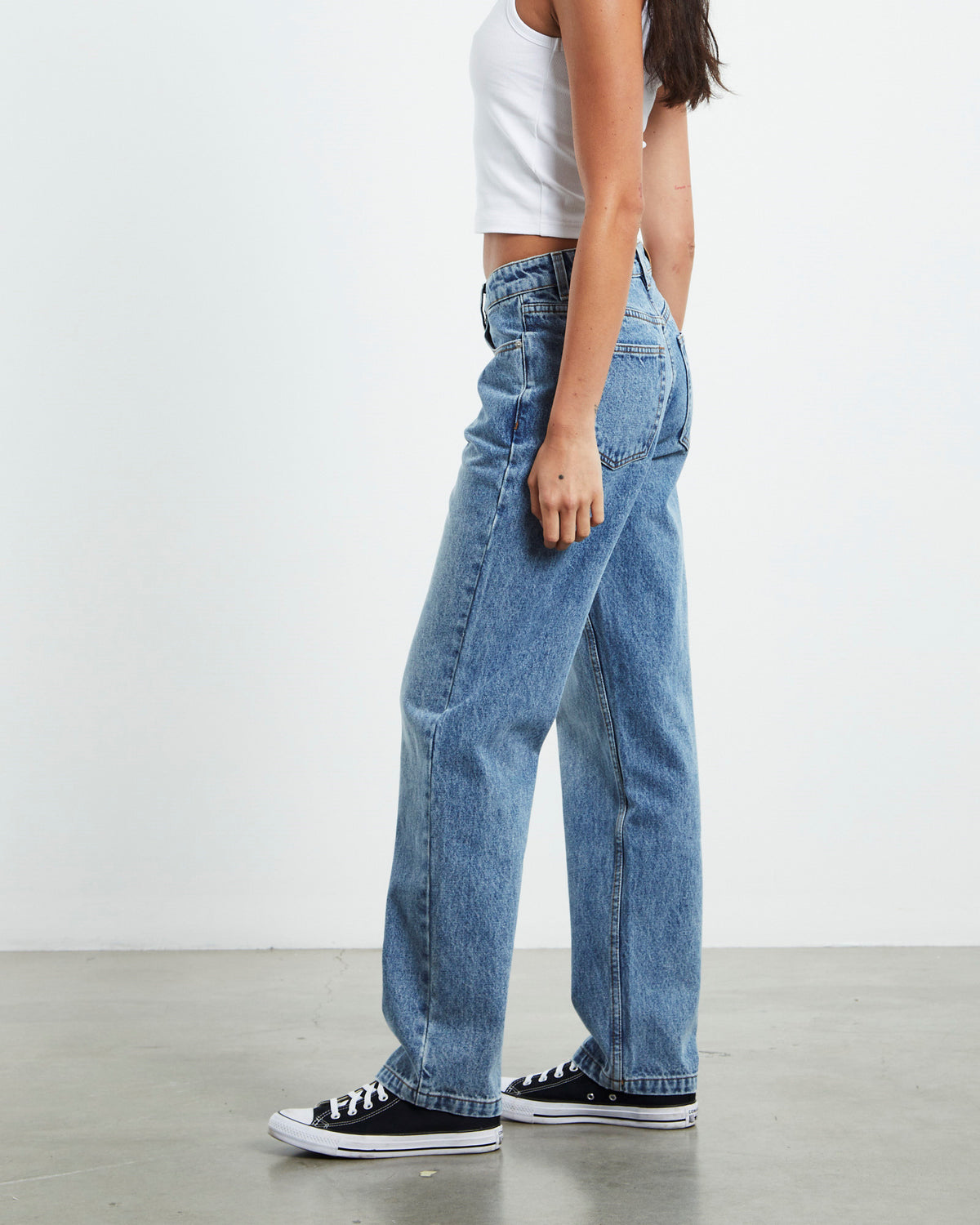 Muse Mid Rise Straight Dad Jeans Mid 90's Blue BLUE
