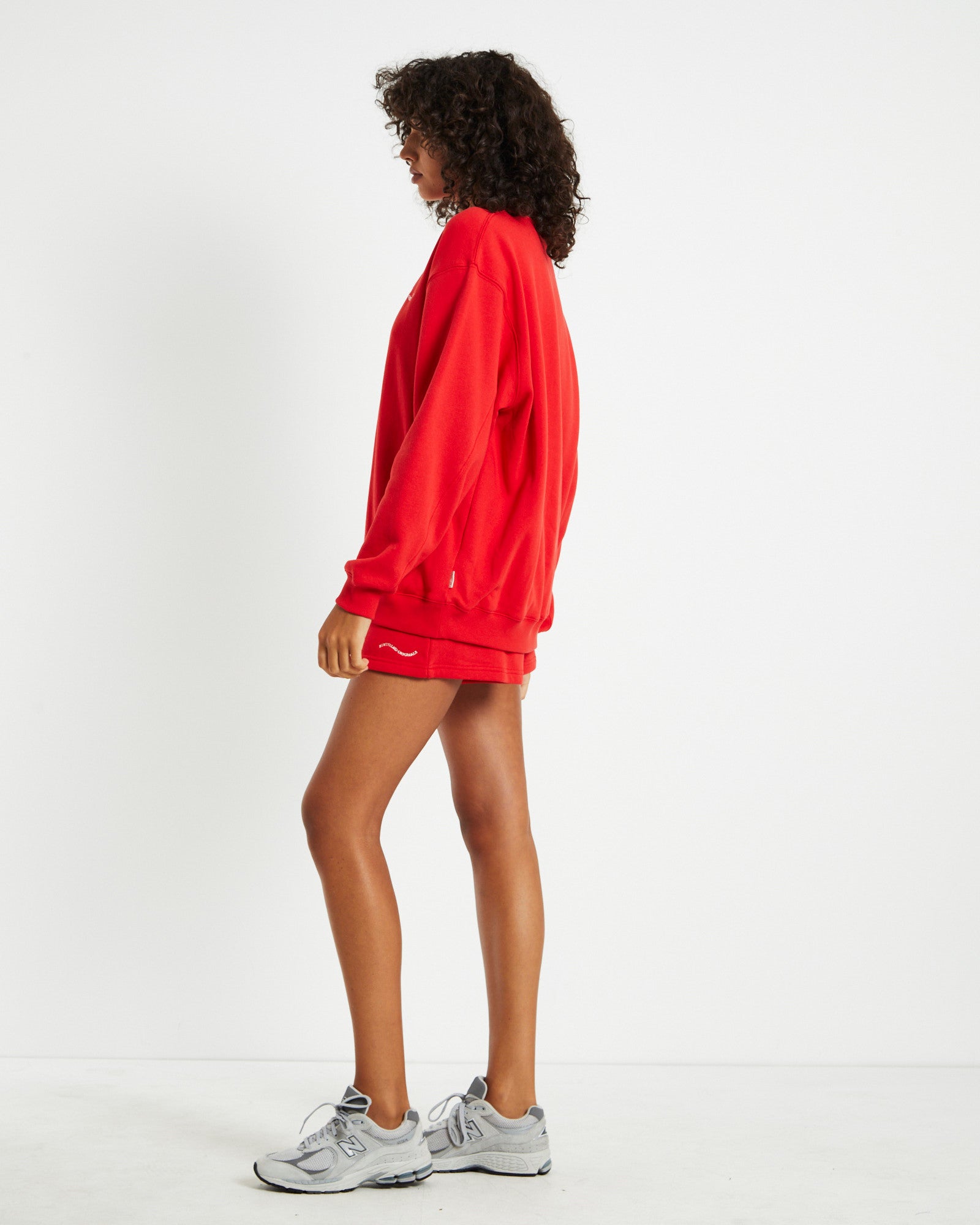 Oversized Wave Origin Fleece Crew Jumper Red RED