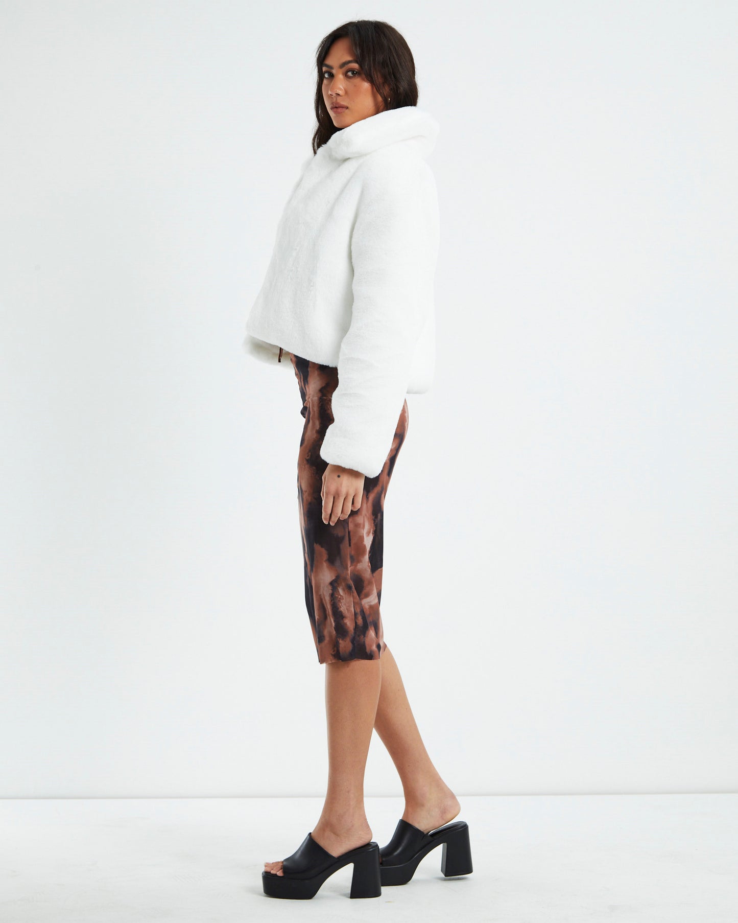 Tessa Faux Fur Cropped Jacket White