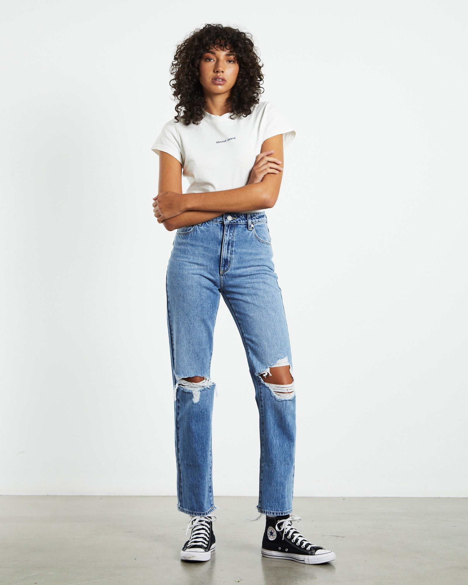 A 94 High Straight Jeans Louise Rip Blue