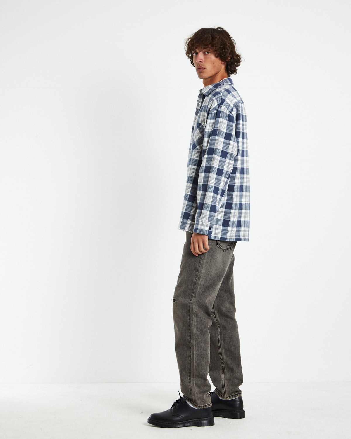 Portland Long Sleeve Flanno Grey/Blue GREY