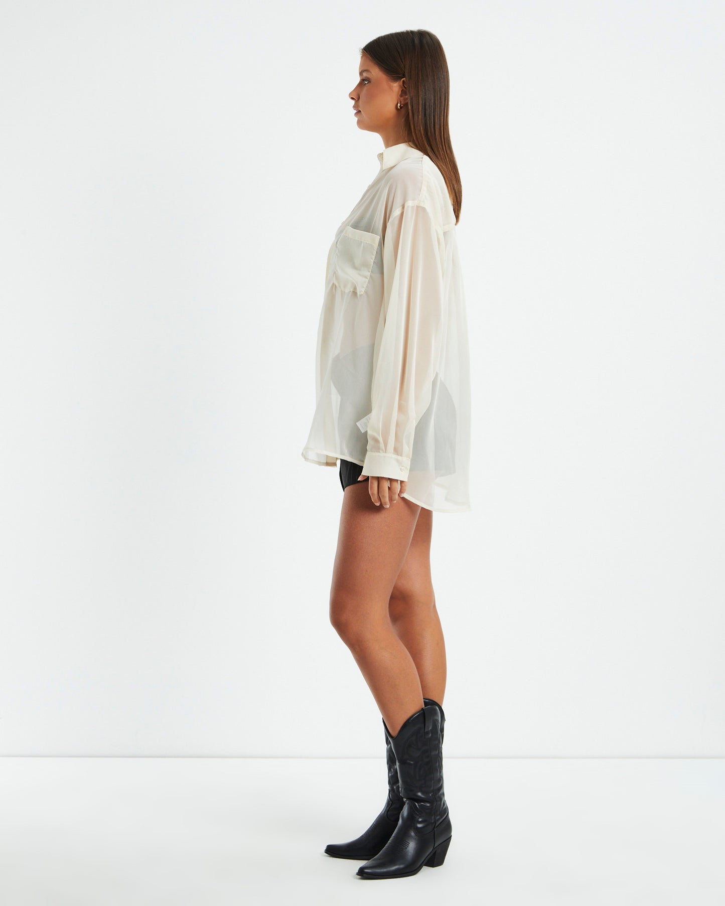 Delilah Sheer Oversized Shirt Cream