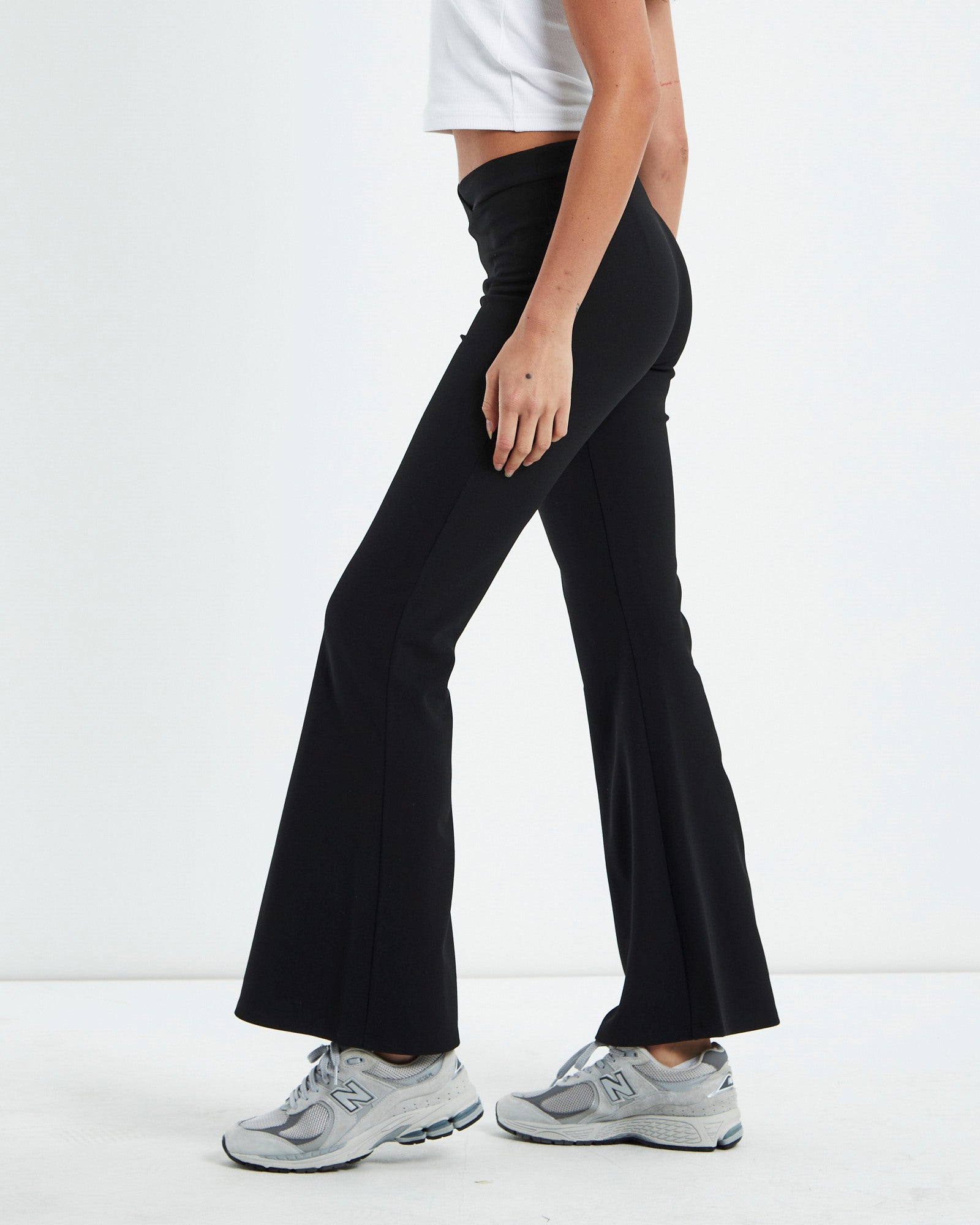 Zoe Dip Front Stretch Crepe Pants Black BLACK
