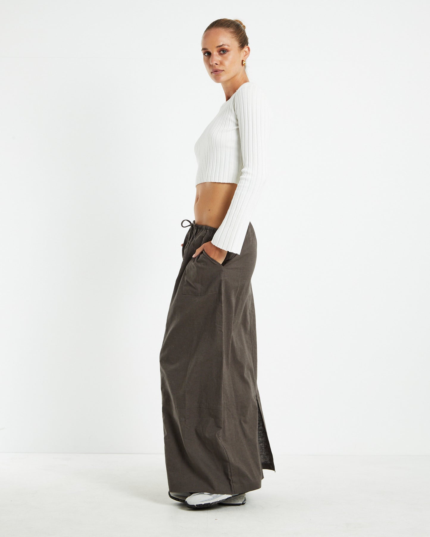 Harper Rib Knit Top White