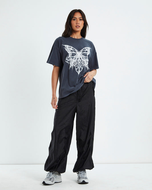 Gothic Butterfly Oversized T-Shirt Black